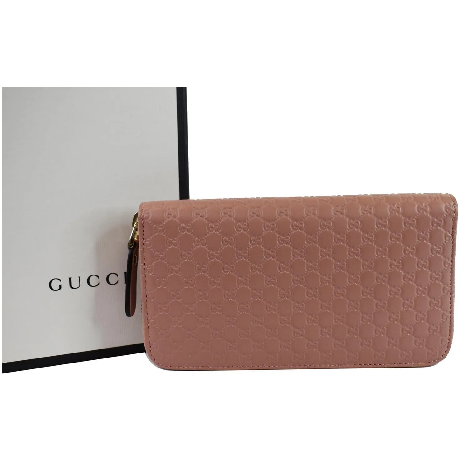 GUCCI Micro GG Guccissima Zip Around Wallet Pink 449391