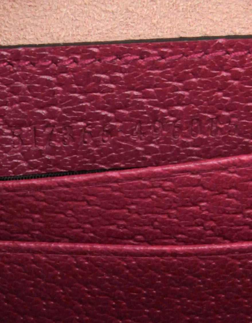 Gucci Red Leather Floral Printed GG Monogram Ophidia Wristlet Bag
