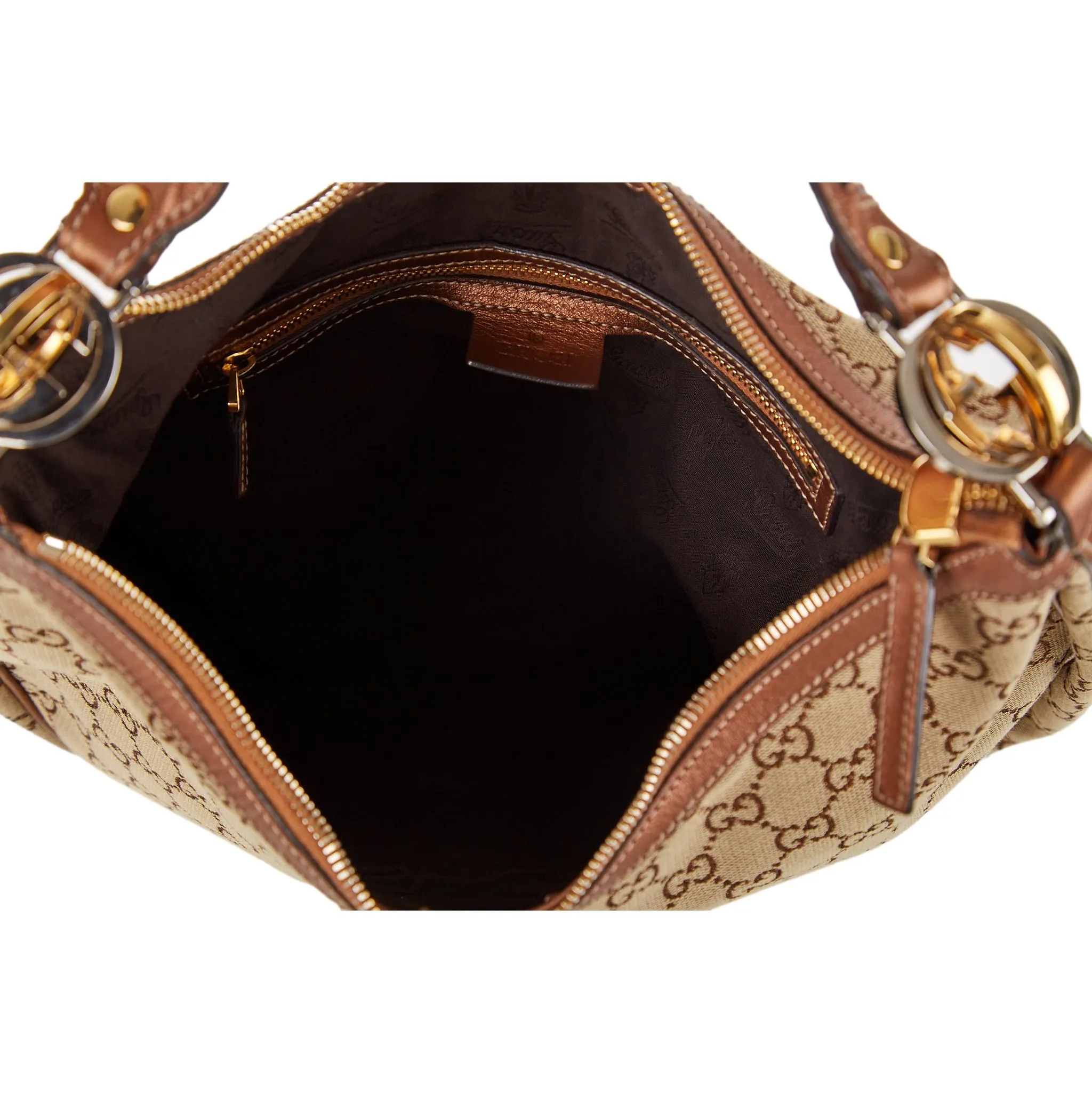 Gucci Tan Logo Metallic Shoulder Bag