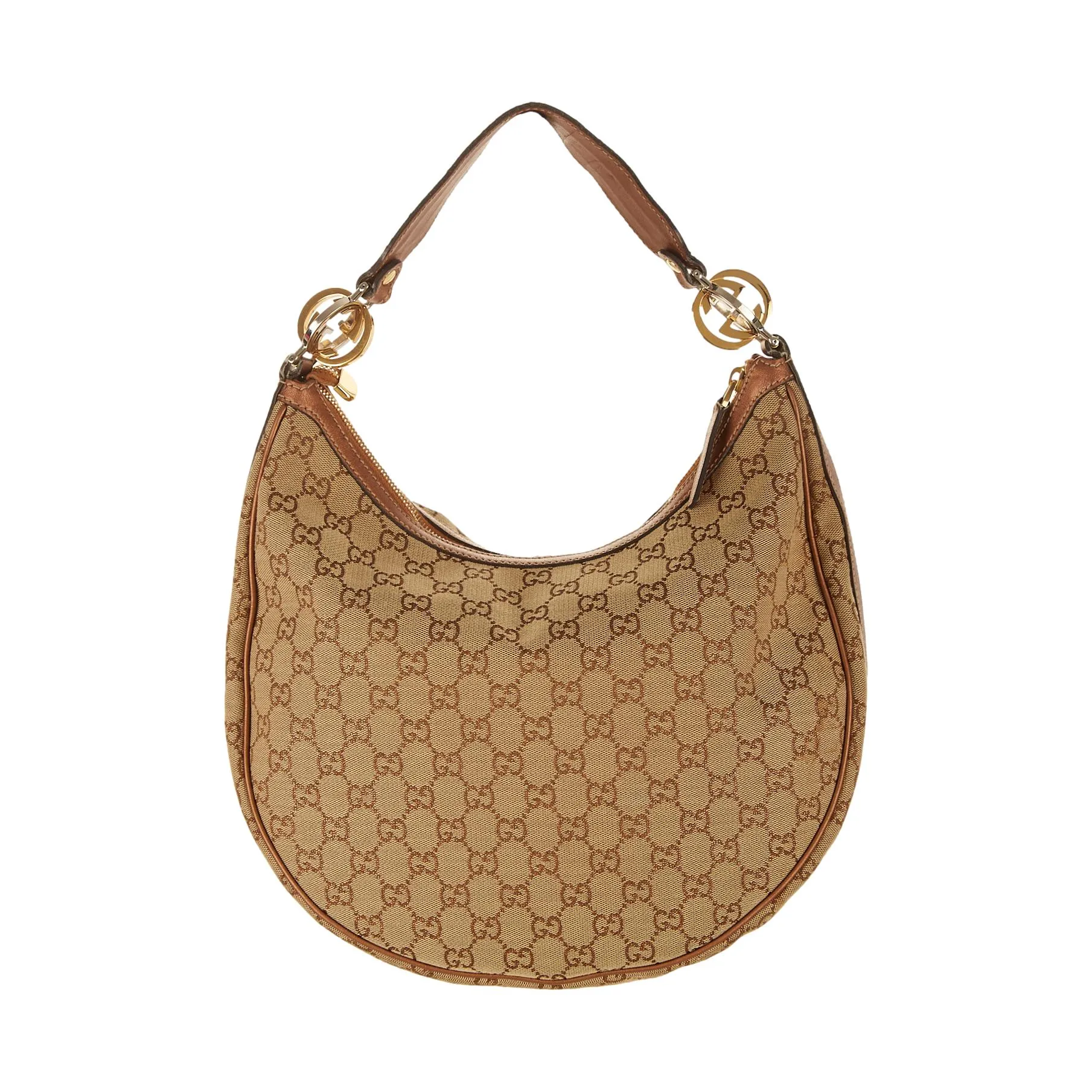 Gucci Tan Logo Metallic Shoulder Bag