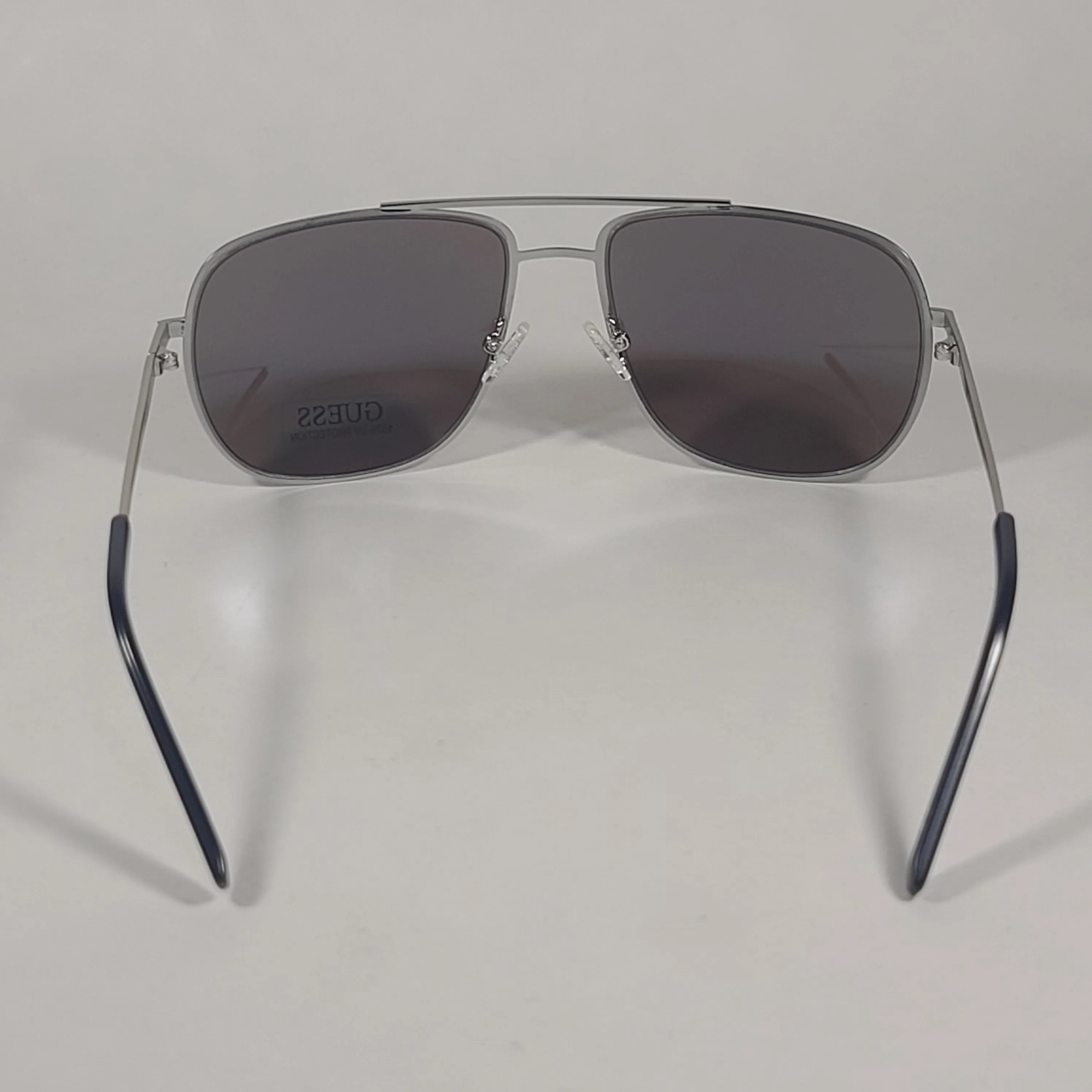 Guess Aviator Sunglasses GF0196 11X Silver Metal Frame Blue Mirror Lens Men's