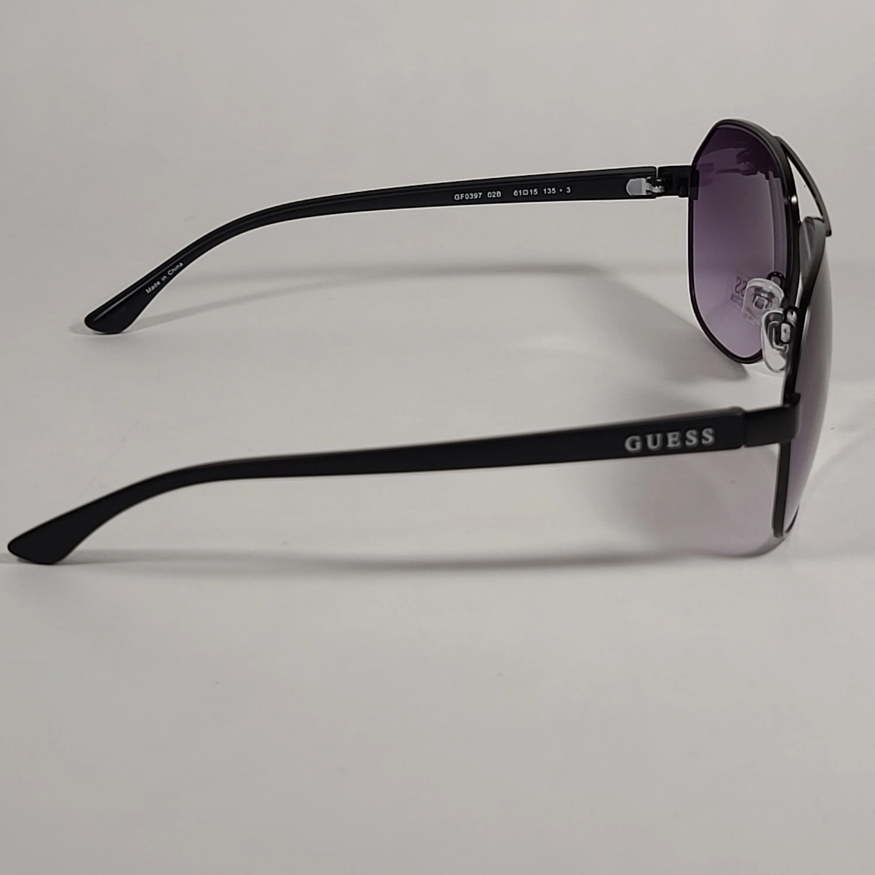 Guess Aviator Sunglasses Matte Black Frame Gray Smoke Gradient Lens GF0397 02B