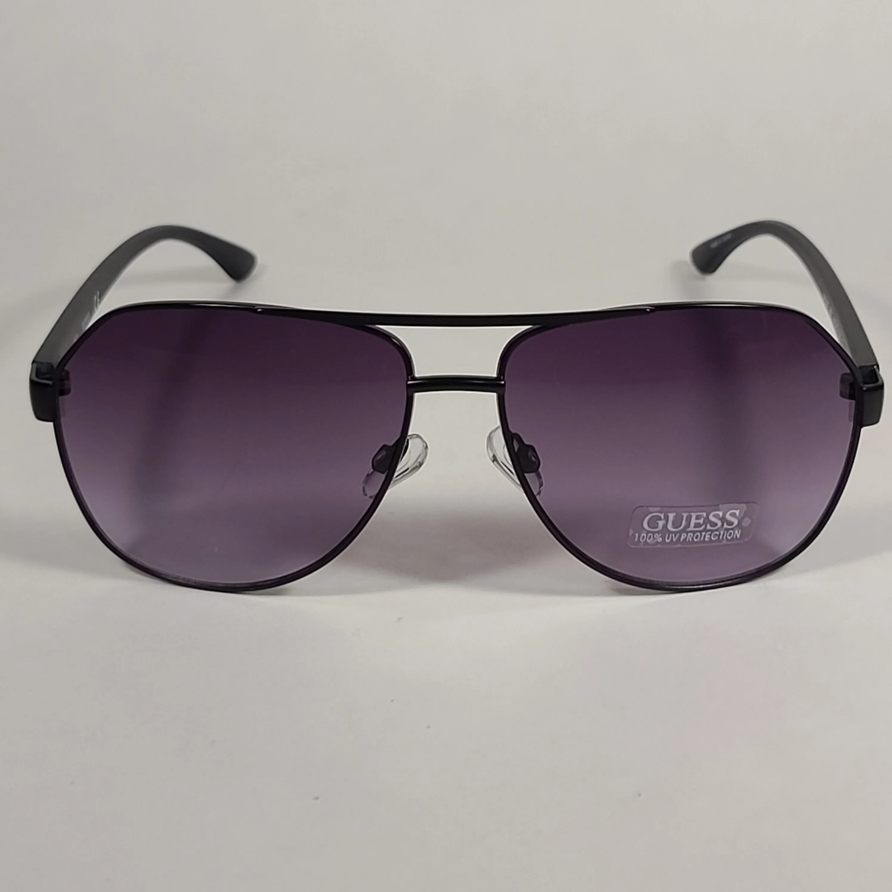 Guess Aviator Sunglasses Matte Black Frame Gray Smoke Gradient Lens GF0397 02B