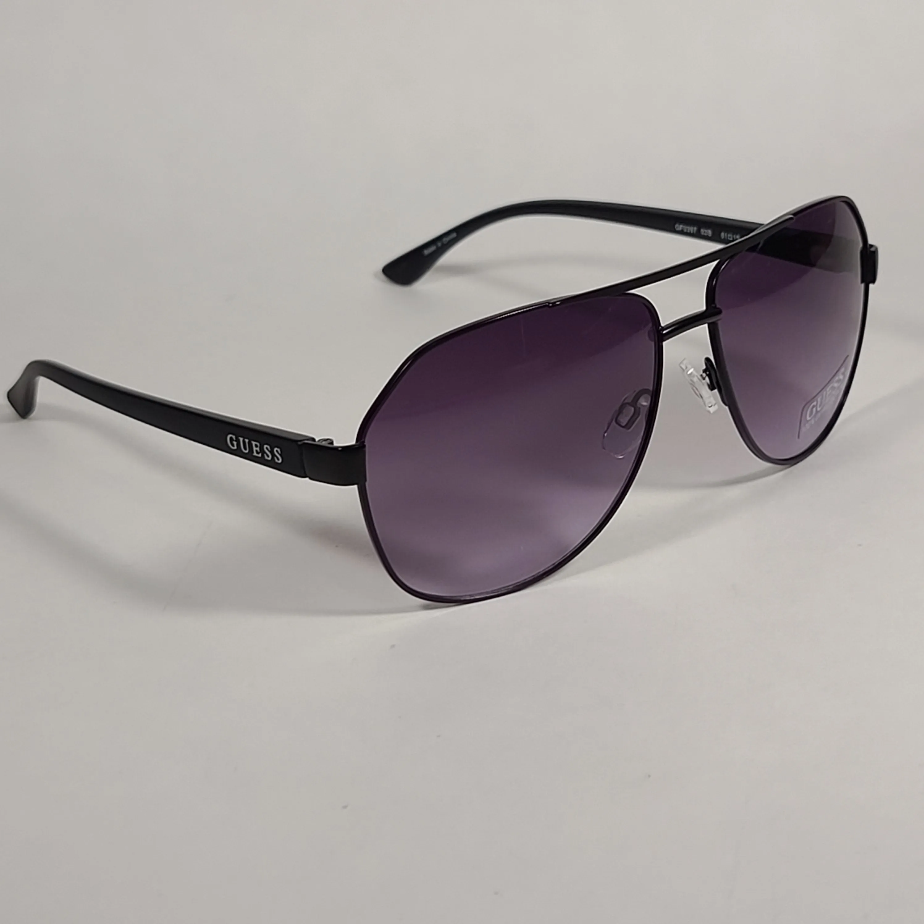 Guess Aviator Sunglasses Matte Black Frame Gray Smoke Gradient Lens GF0397 02B