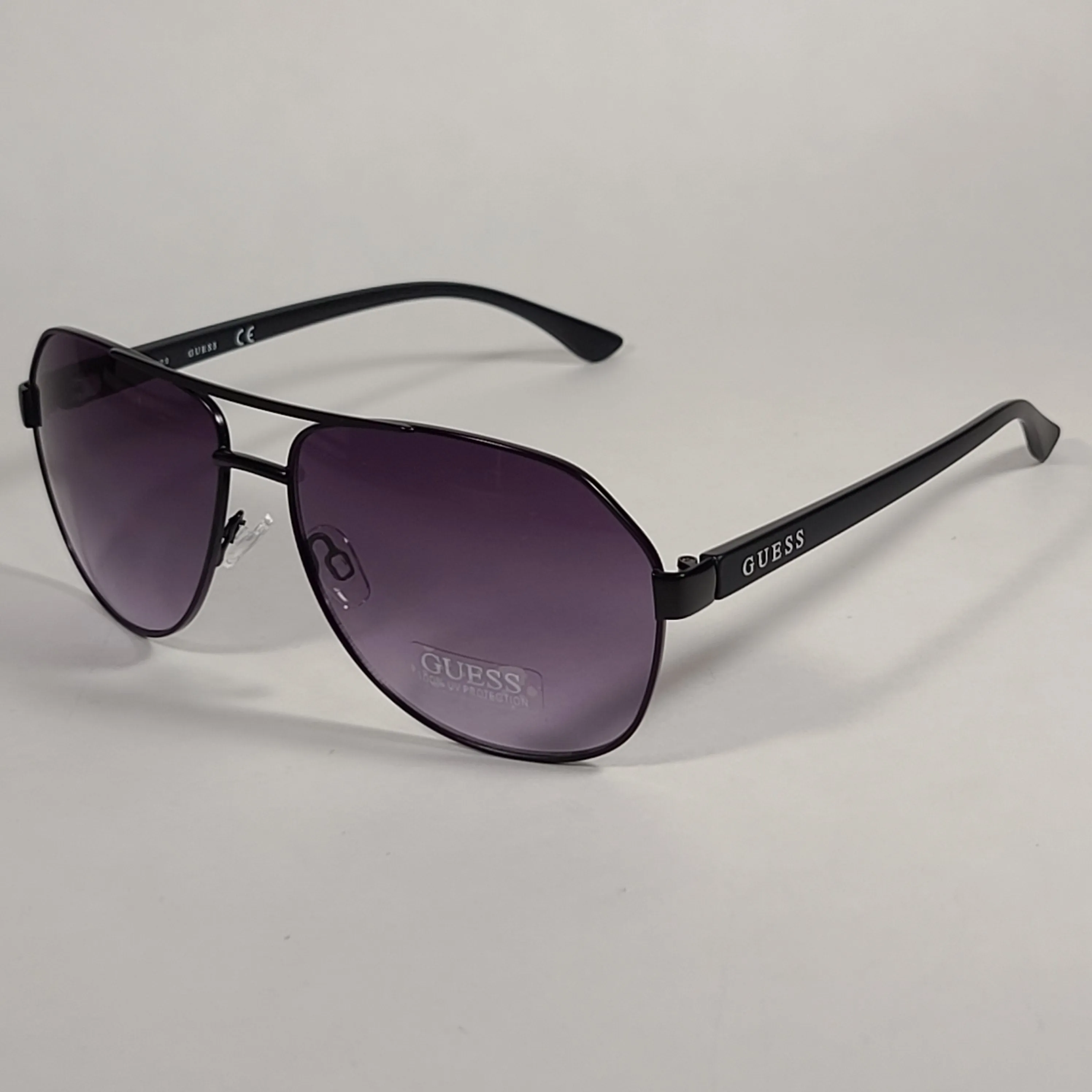 Guess Aviator Sunglasses Matte Black Frame Gray Smoke Gradient Lens GF0397 02B