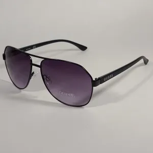 Guess Aviator Sunglasses Matte Black Frame Gray Smoke Gradient Lens GF0397 02B