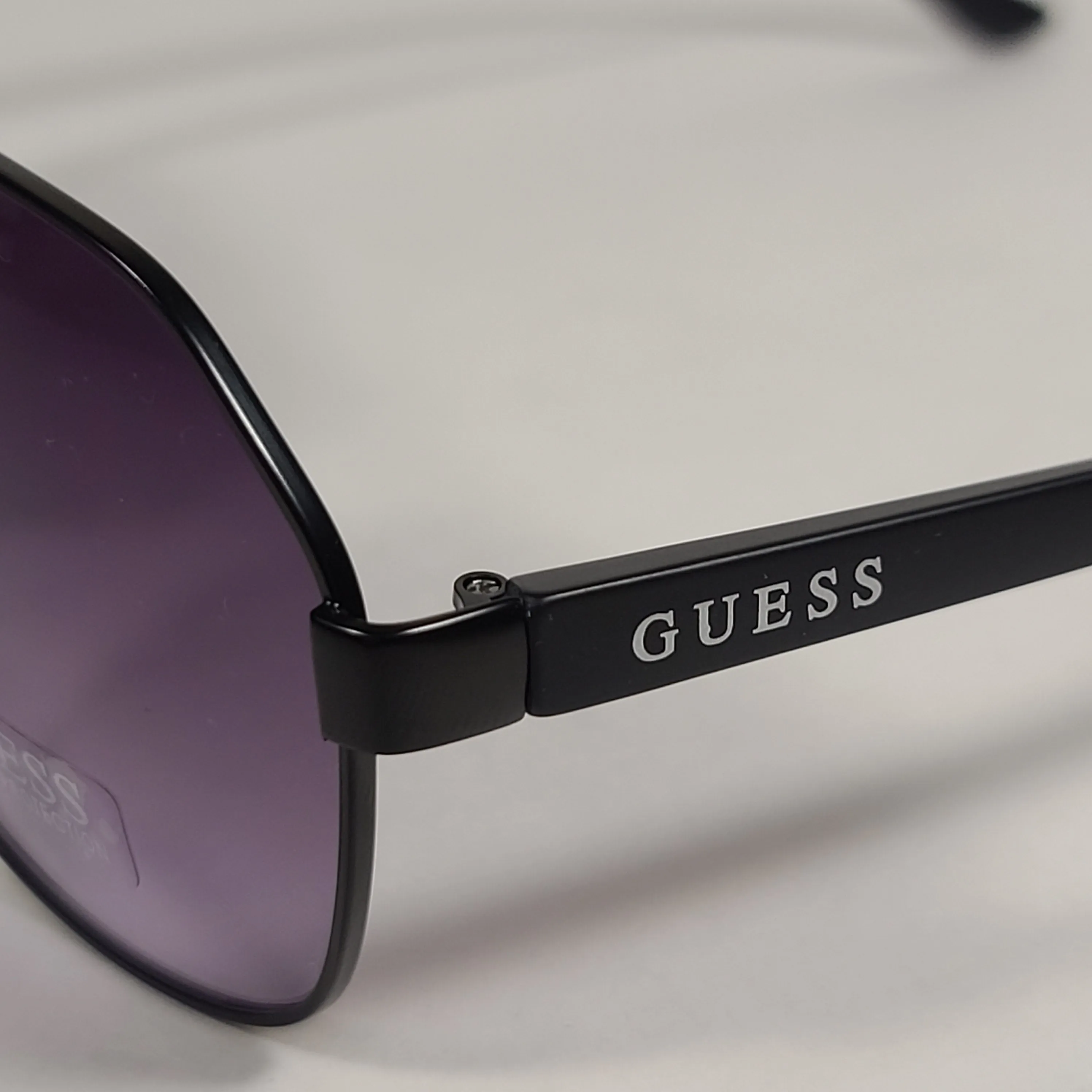 Guess Aviator Sunglasses Matte Black Frame Gray Smoke Gradient Lens GF0397 02B