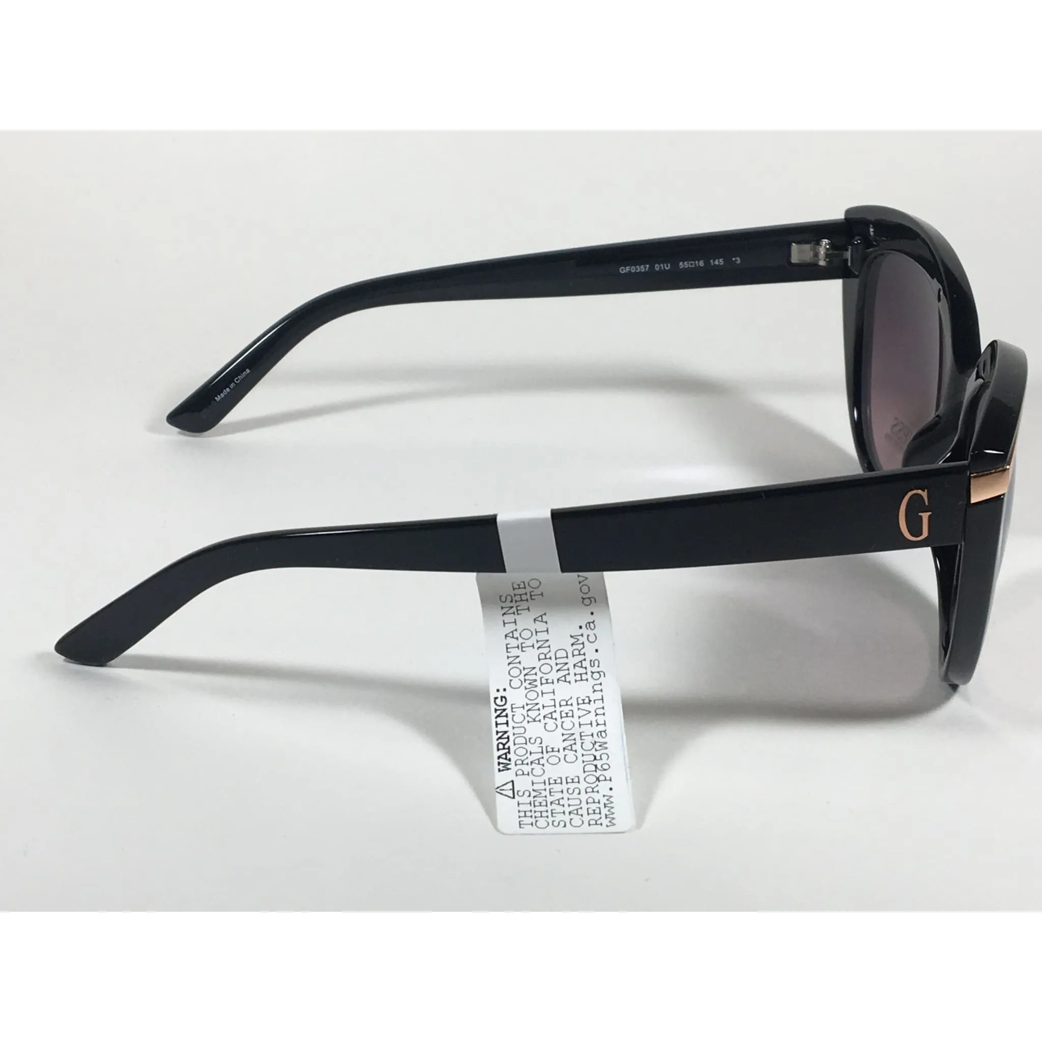 Guess Cat Eye Sunglasses Black And Gold With Silver Mirror Lens GF0357 01U