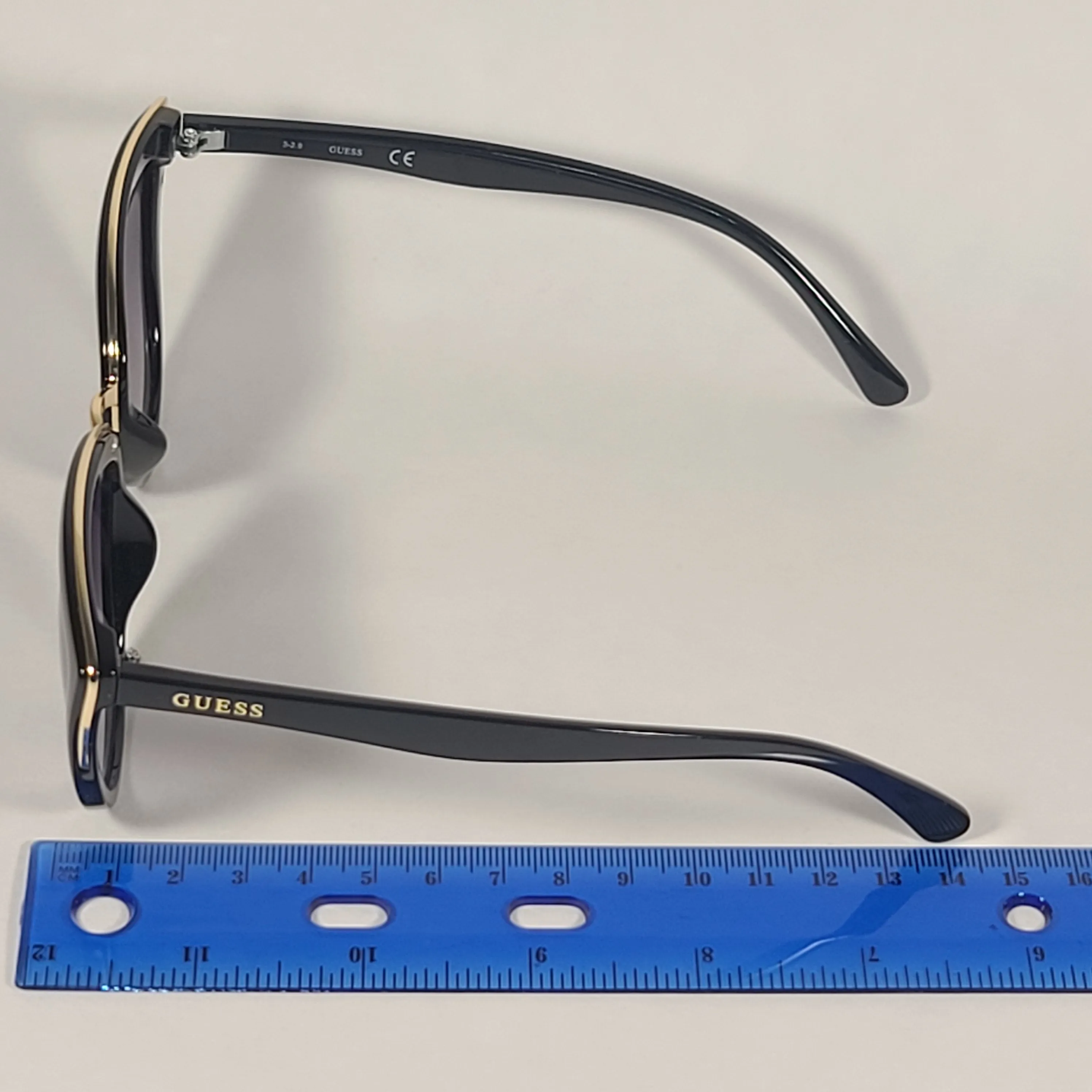 Guess Cat Eye Sunglasses Black Gold Frame Gray Gradient Lens GF0313 01B