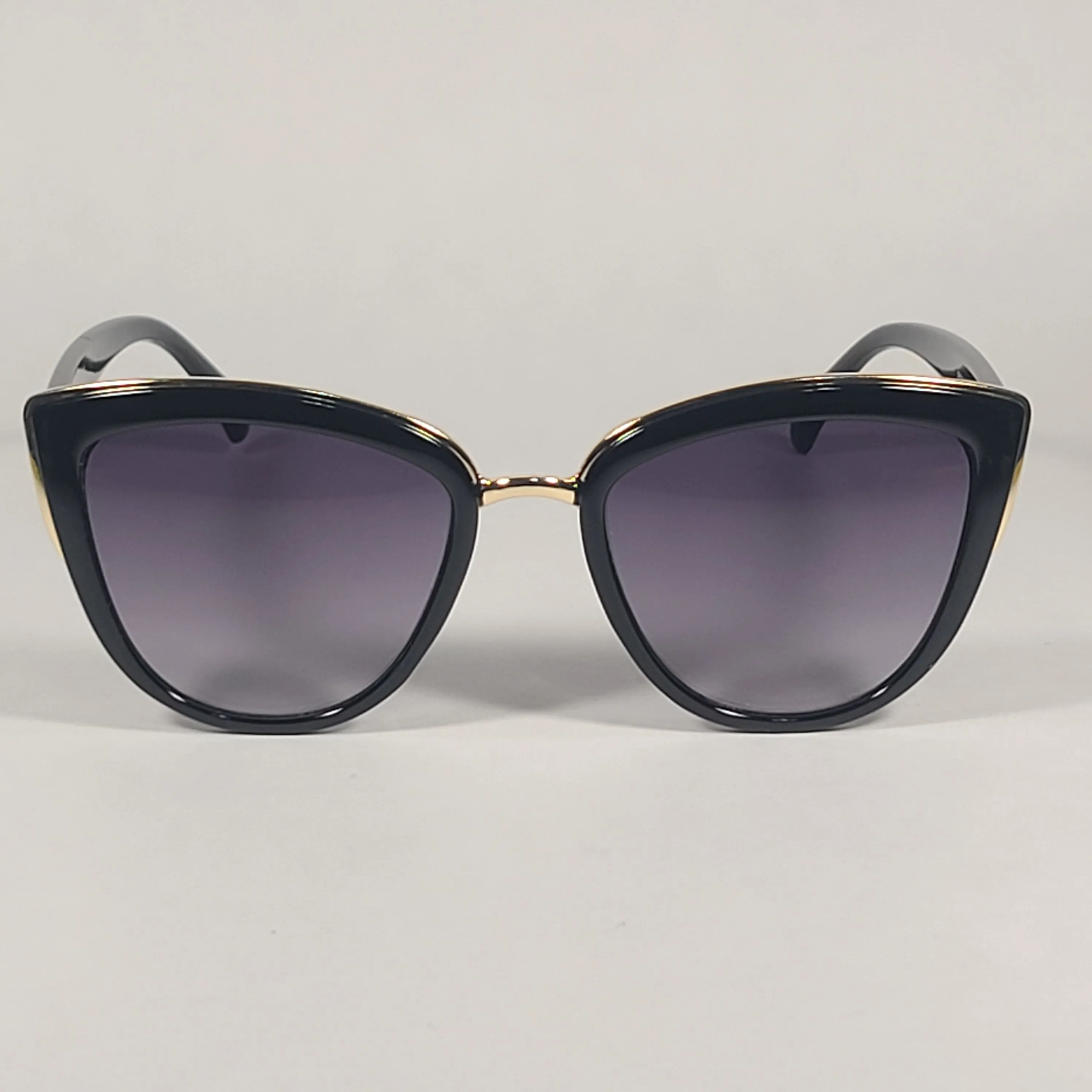 Guess Cat Eye Sunglasses Black Gold Frame Gray Gradient Lens GF0313 01B