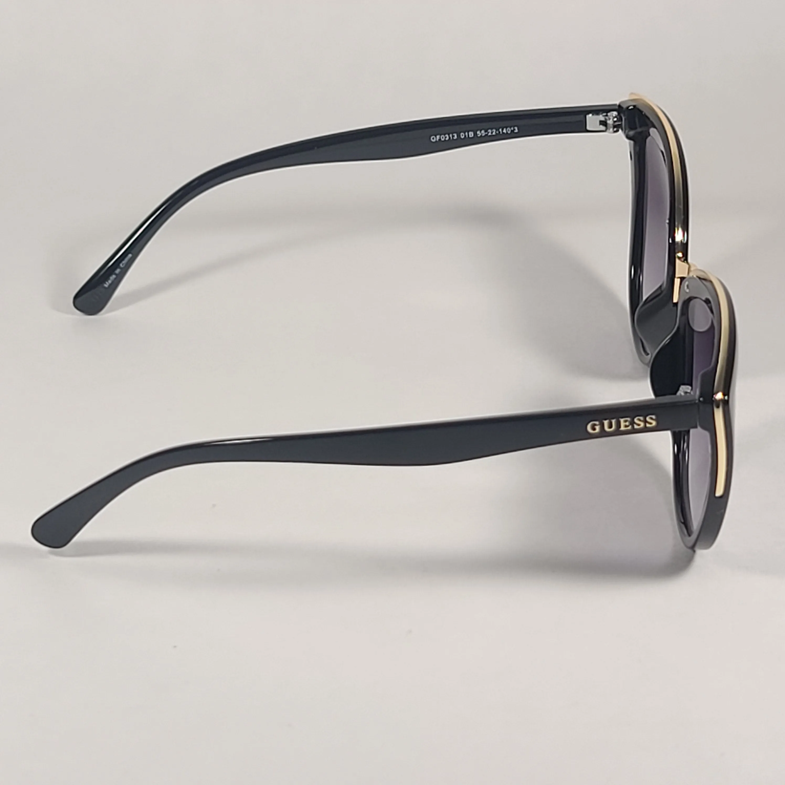 Guess Cat Eye Sunglasses Black Gold Frame Gray Gradient Lens GF0313 01B