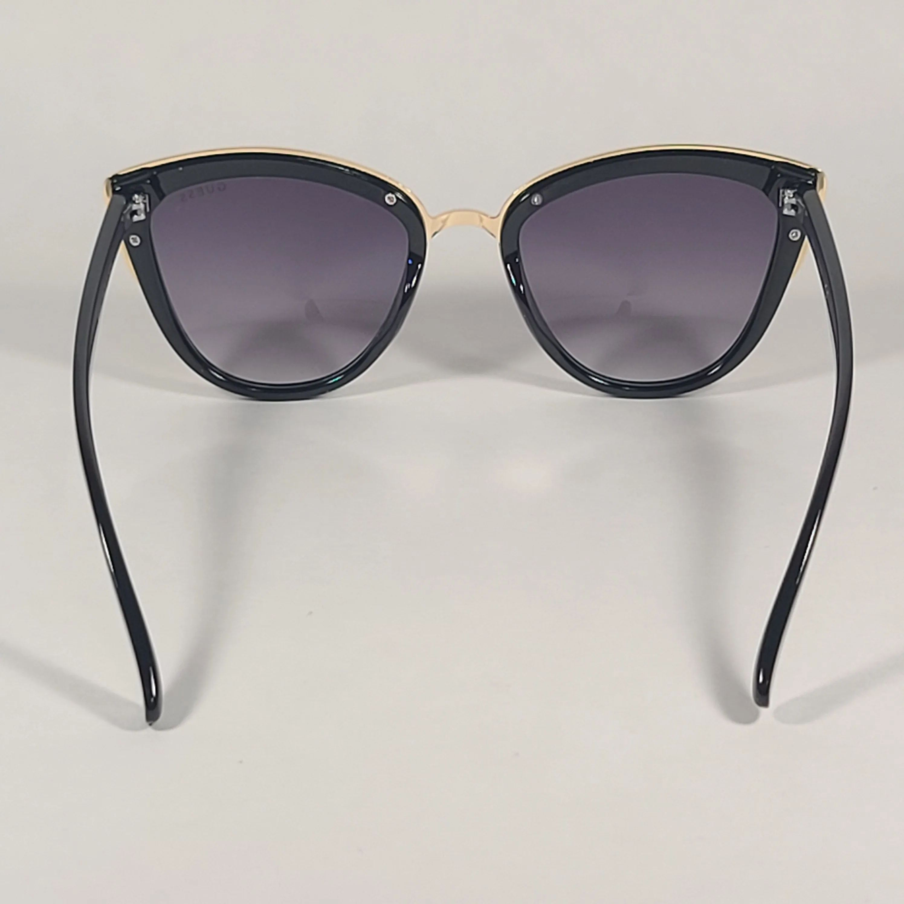 Guess Cat Eye Sunglasses Black Gold Frame Gray Gradient Lens GF0313 01B