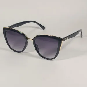 Guess Cat Eye Sunglasses Black Gold Frame Gray Gradient Lens GF0313 01B