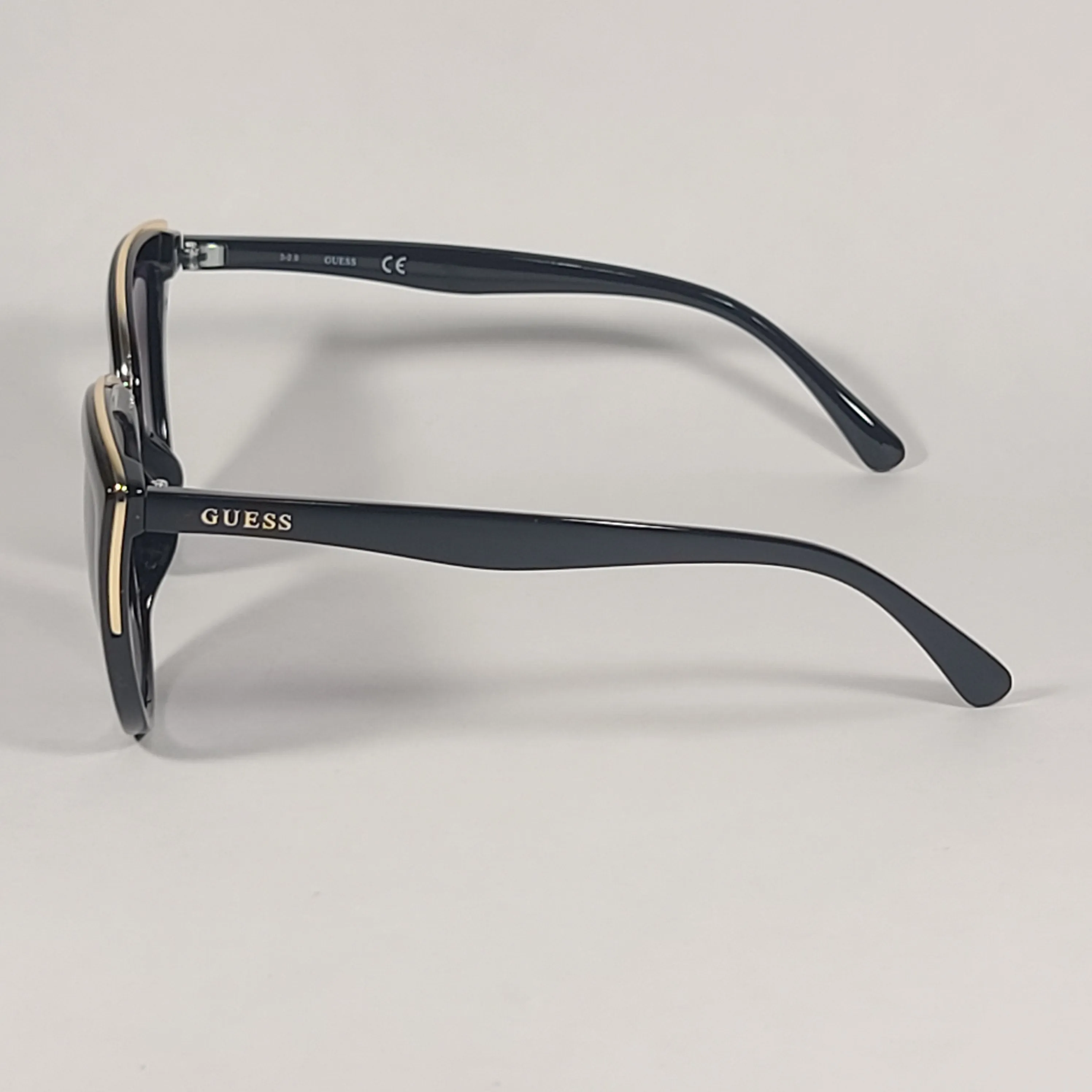 Guess Cat Eye Sunglasses Black Gold Frame Gray Gradient Lens GF0313 01B
