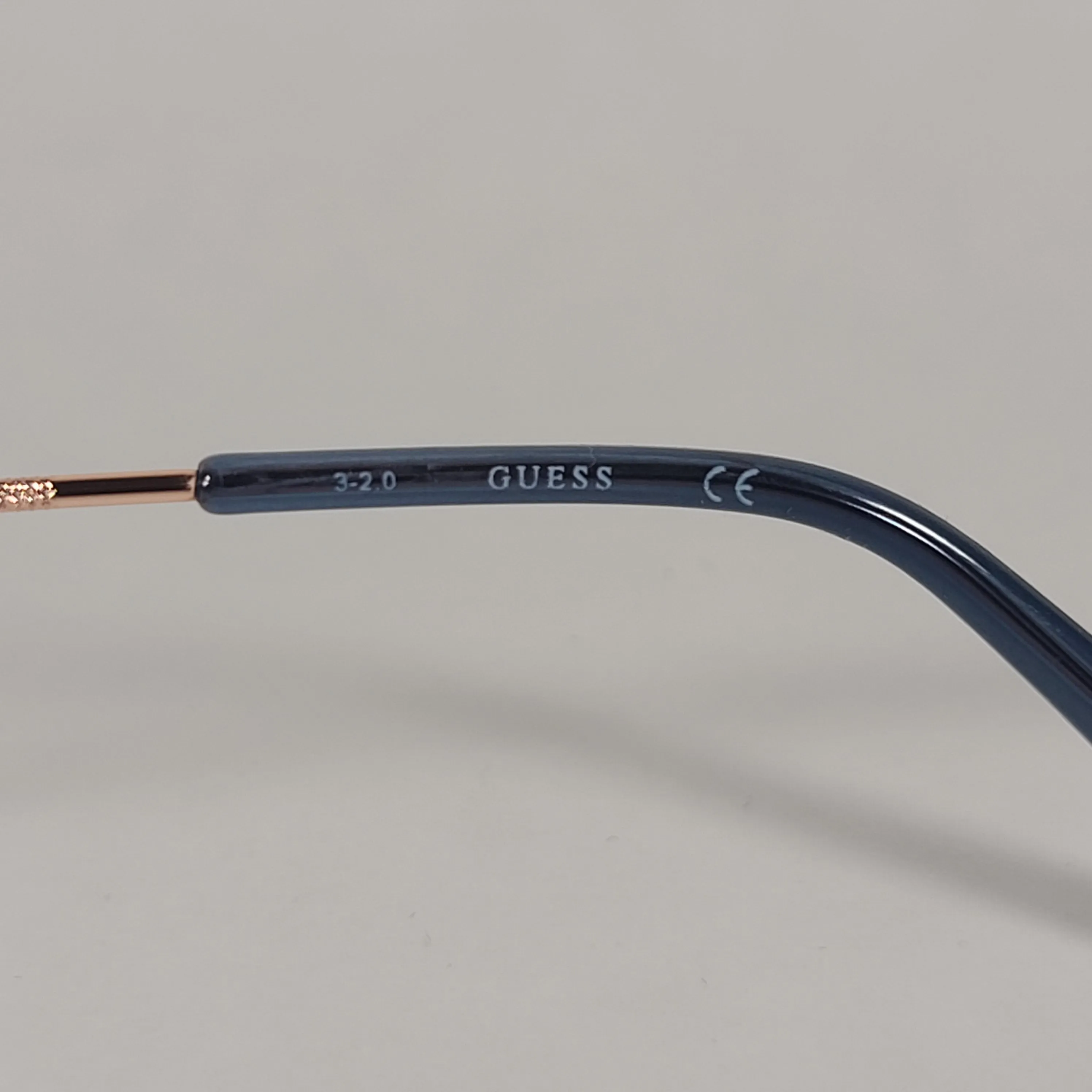 Guess Rimless Aviator Sunglasses Rose Gold Metal Frame Blue Gradient Lens GF0386 28W