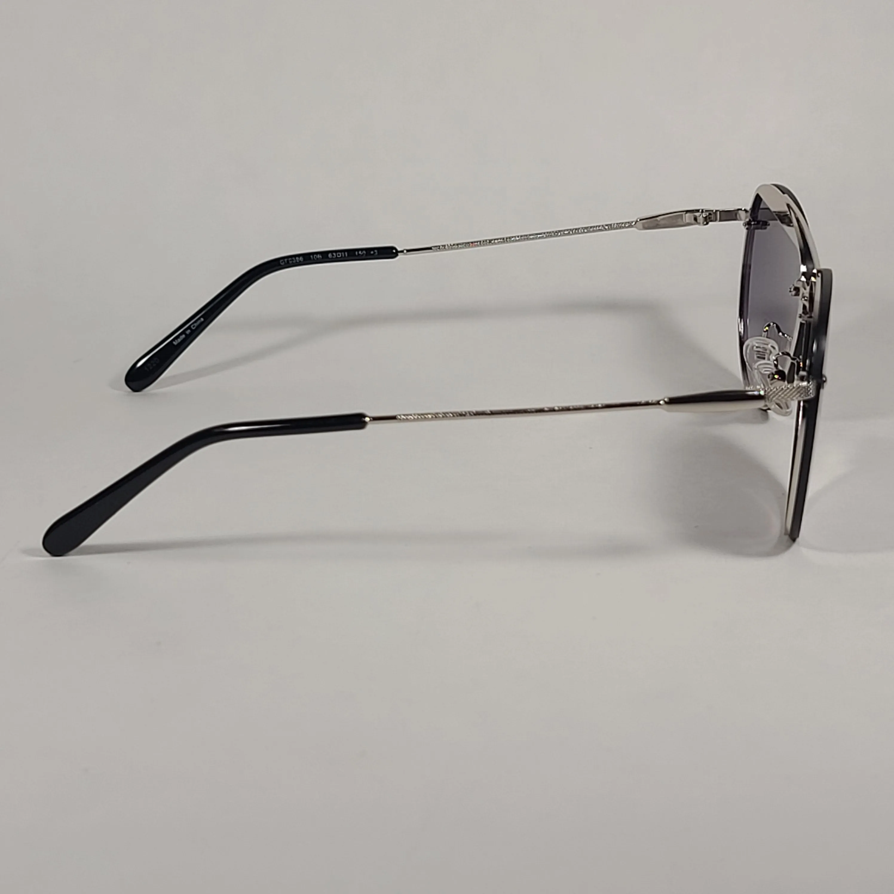 Guess Rimless Aviator Sunglasses Silver Frame Gray Gradient Lens GF0386 10B