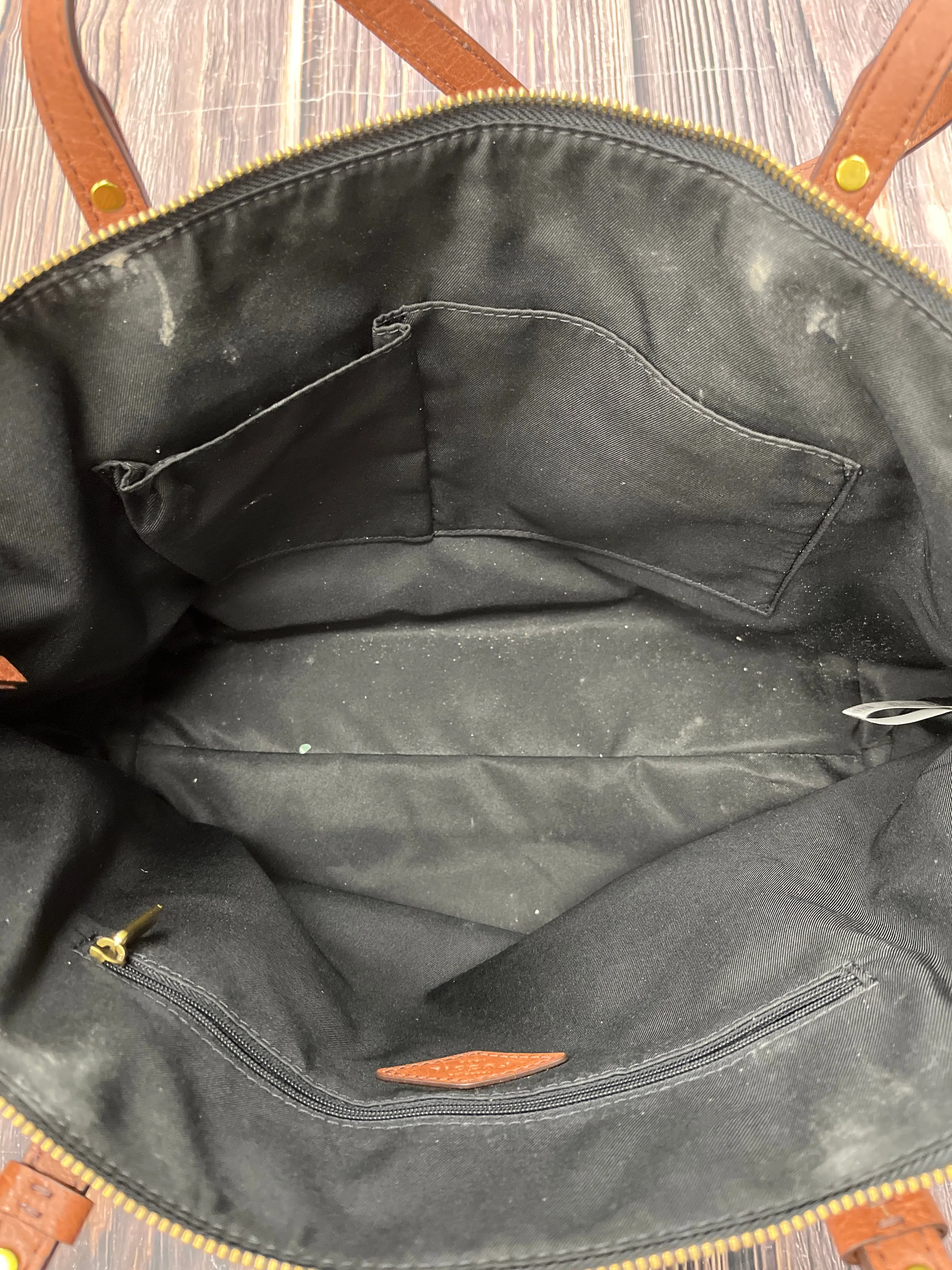 Handbag Leather By Fossil, Size: Large