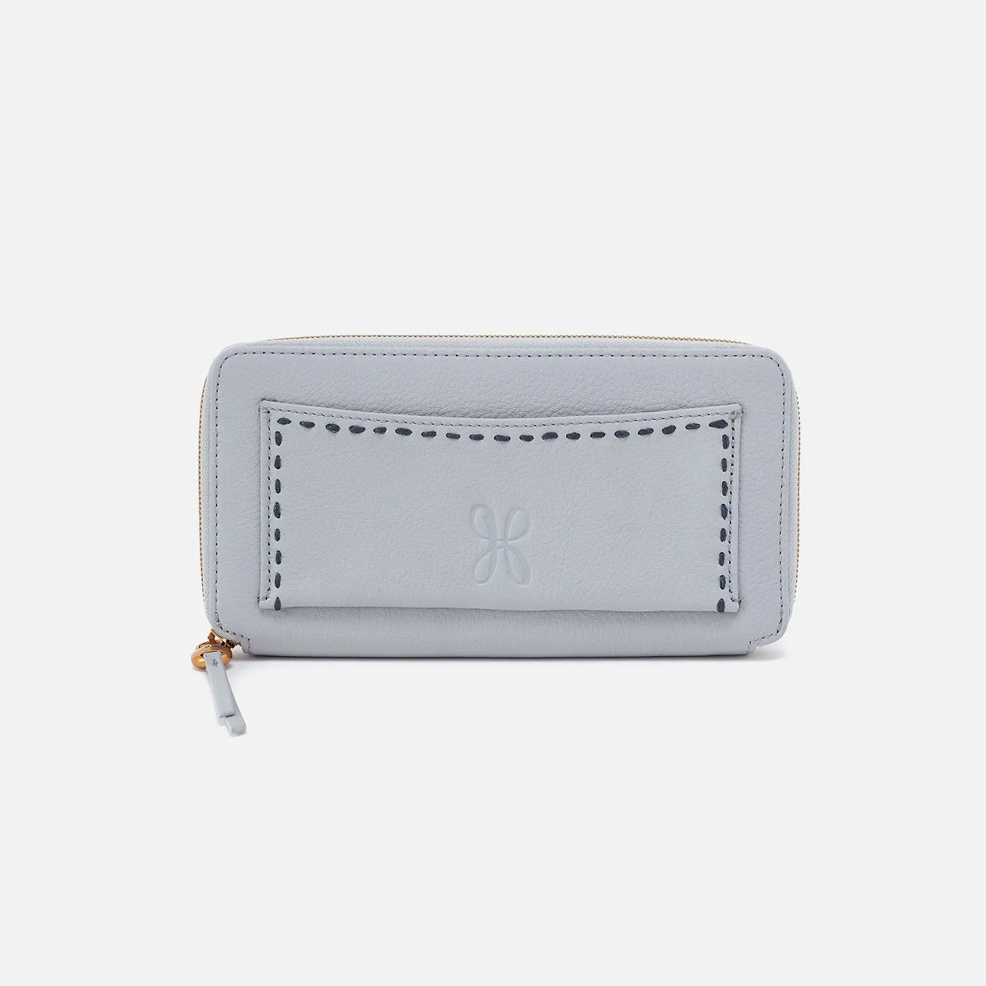 Hart Large Wallet In Pebbled Leather - Blue Pearl