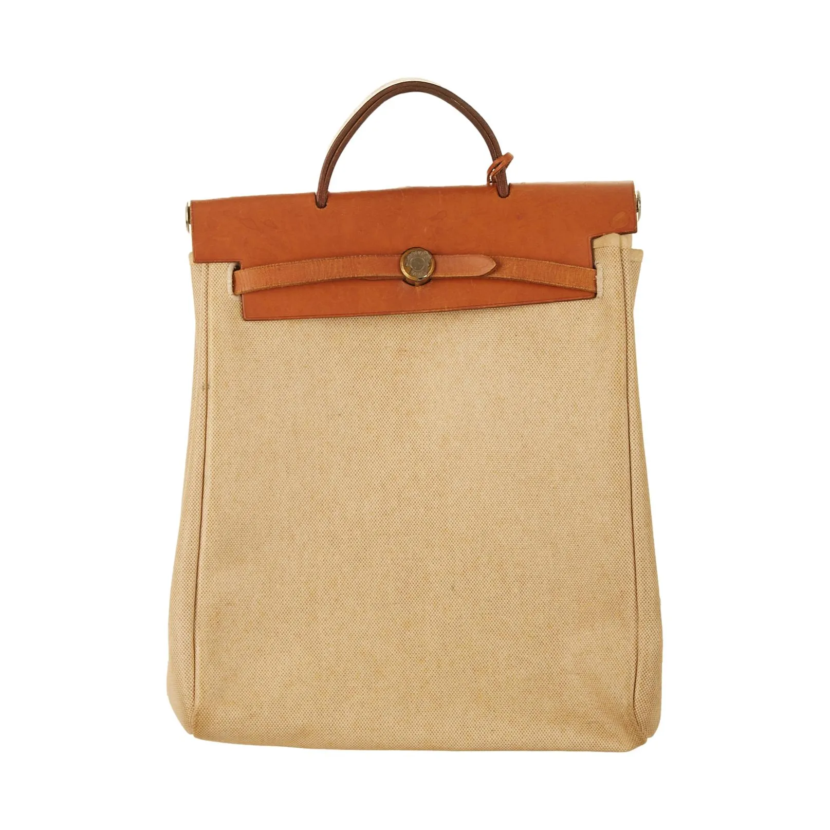 Hermes Beige Canvas Herbag Backpack