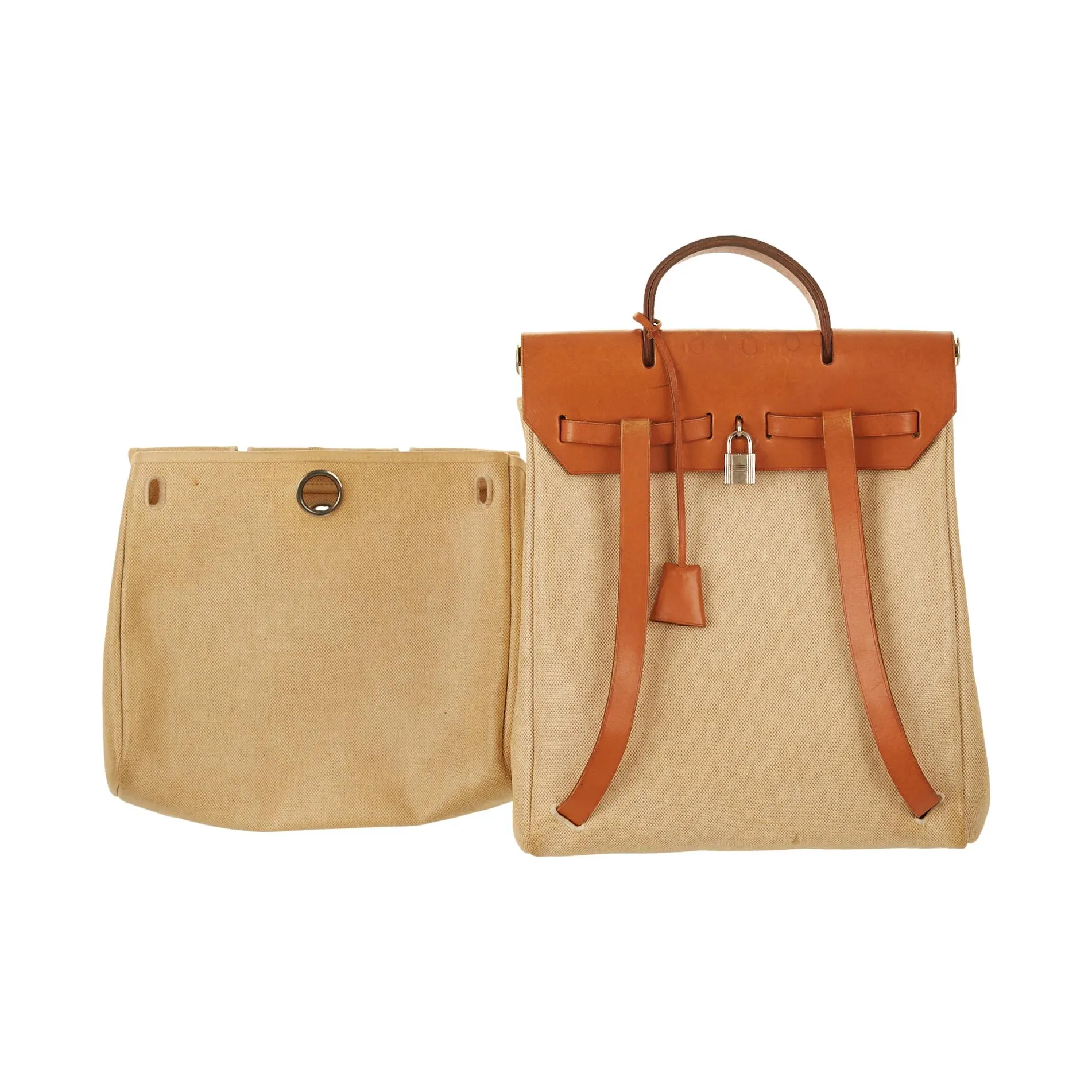 Hermes Beige Canvas Herbag Backpack