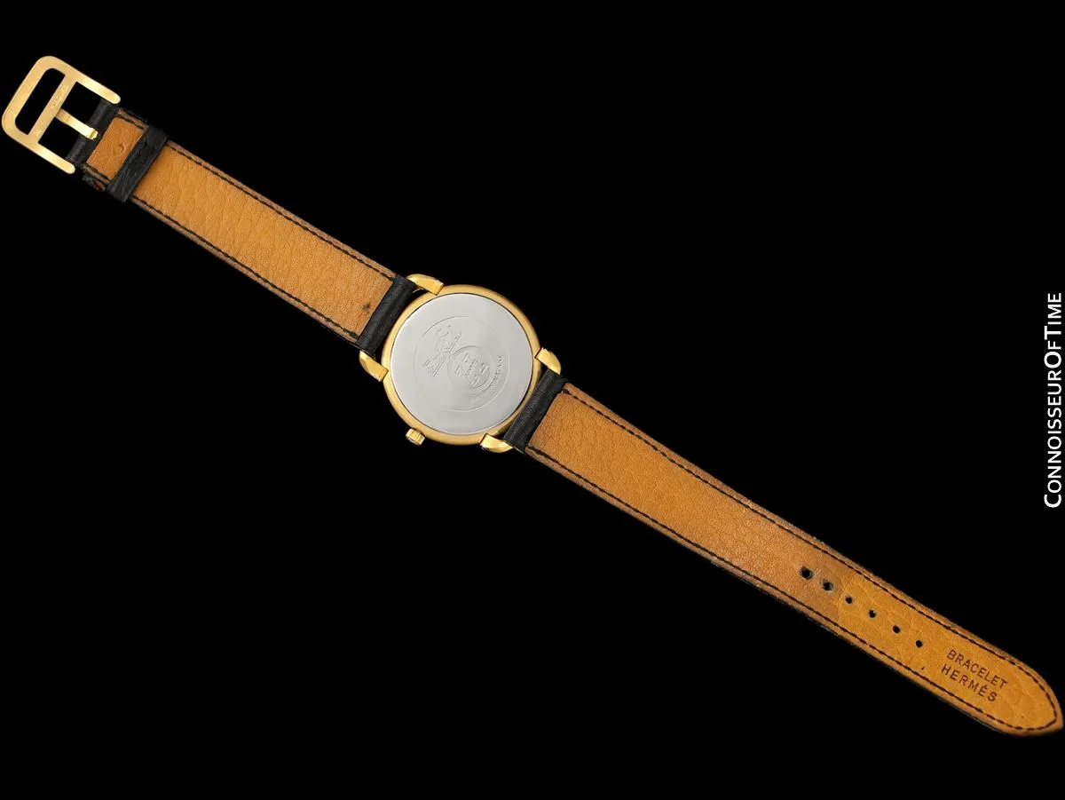Hermes Mens Midsize Unisex Pullman Like Special Edition Watch - 18K Gold Plated, Stainless Steel & PVD