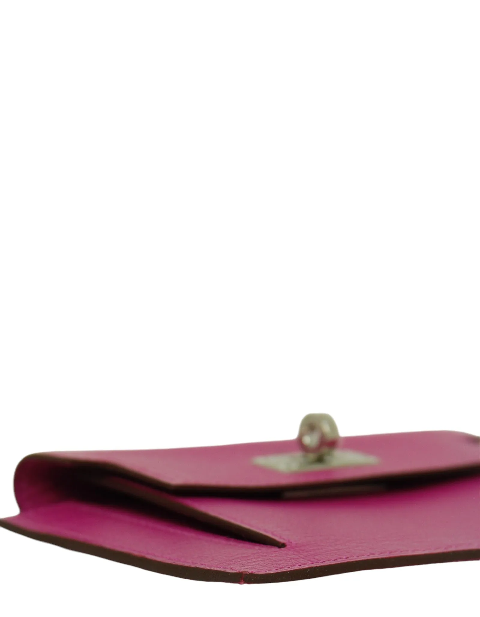 Hermes Rose Pourpre Chevre Kelly Pocket Compact Wallet