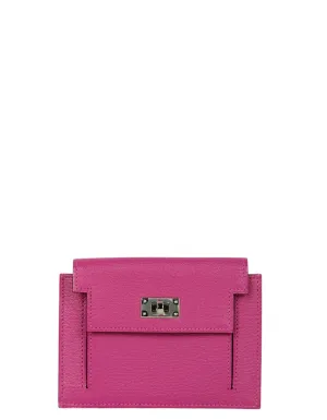 Hermes Rose Pourpre Chevre Kelly Pocket Compact Wallet