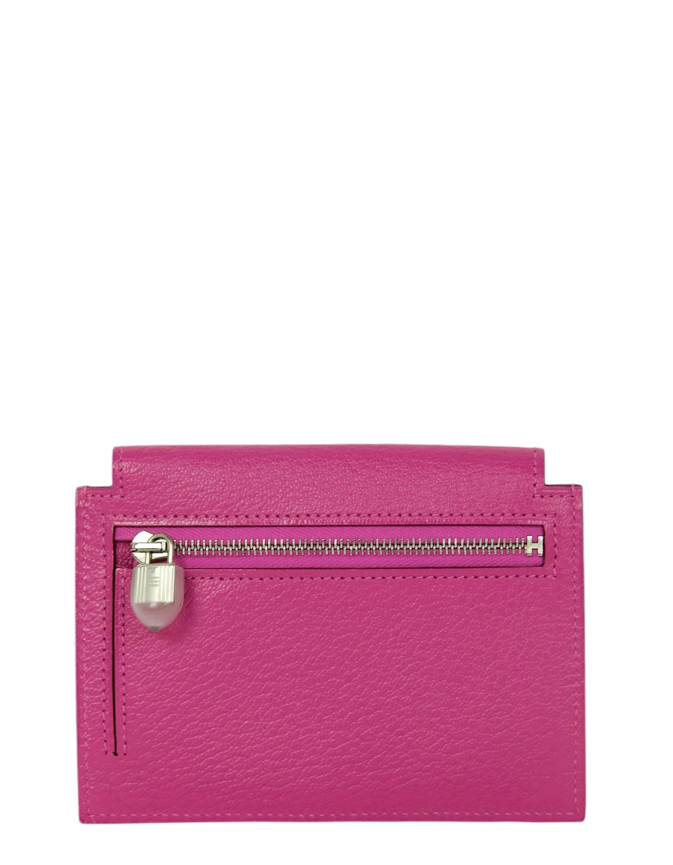 Hermes Rose Pourpre Chevre Kelly Pocket Compact Wallet