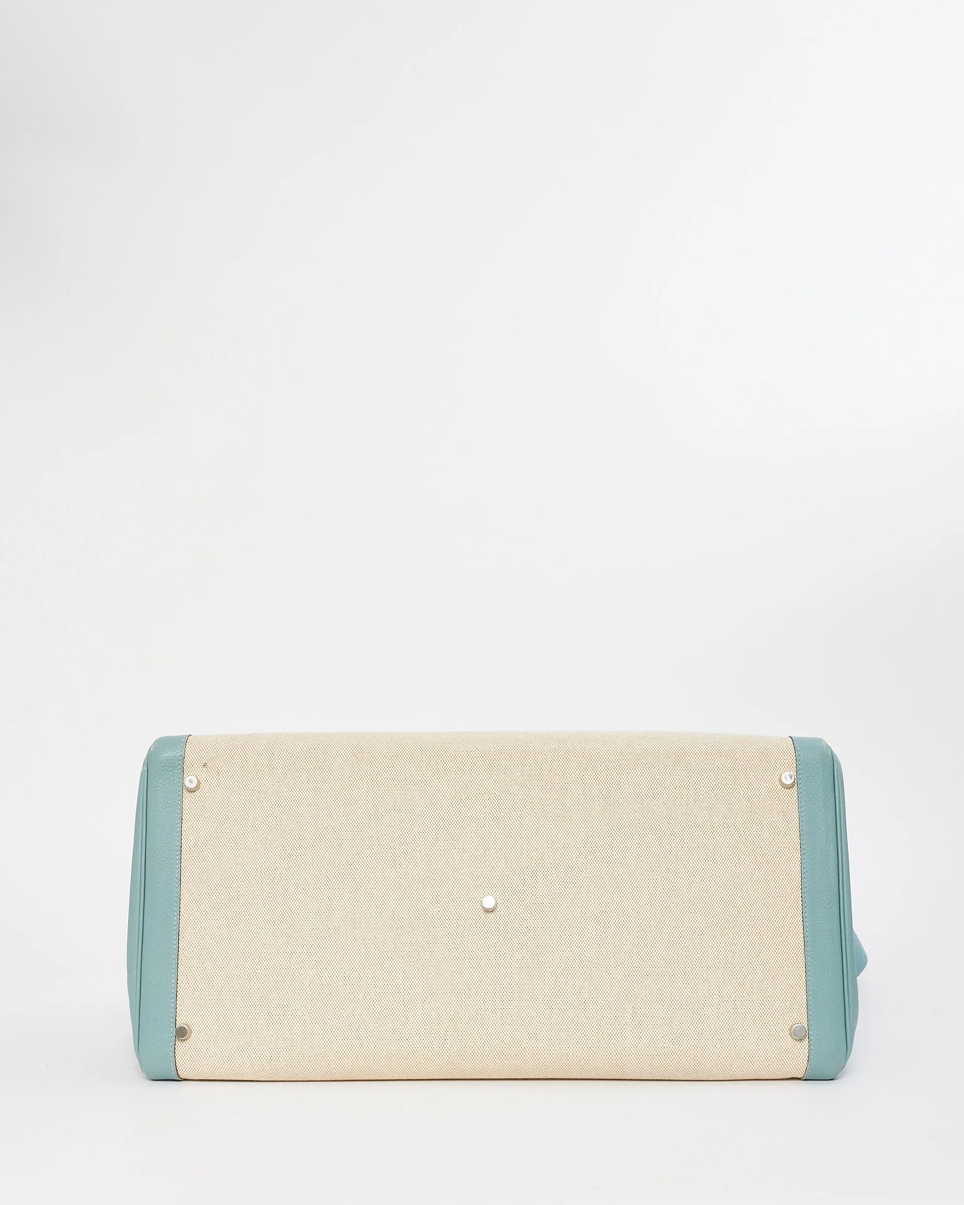 Hermès Blue Leather & Canvas Kelly 50