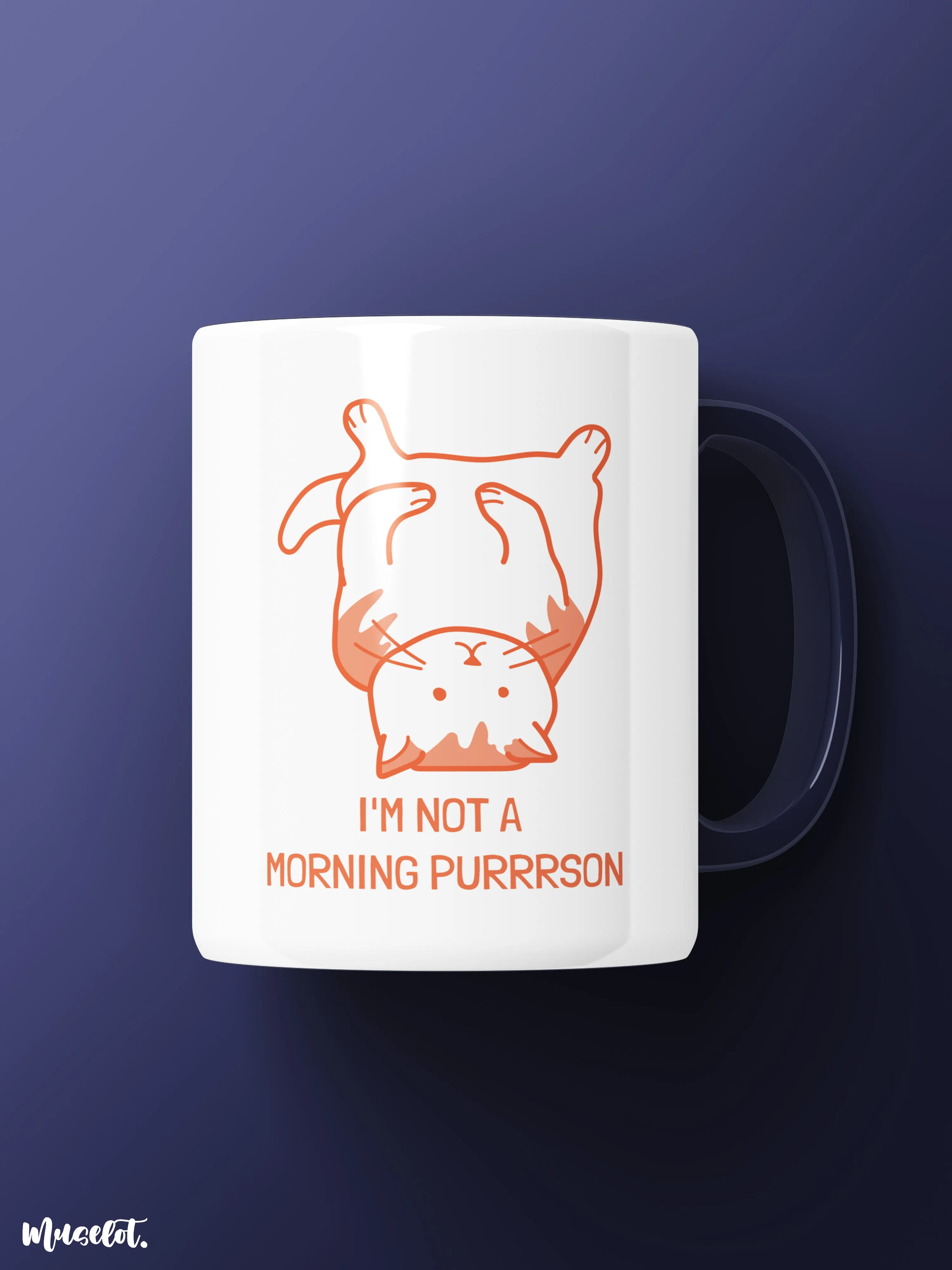 I am not a morning purrson printed mugs
