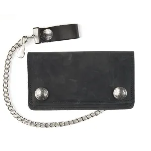 IN410  6" Biker Wallet- w/ Indian Head Nickel Snaps