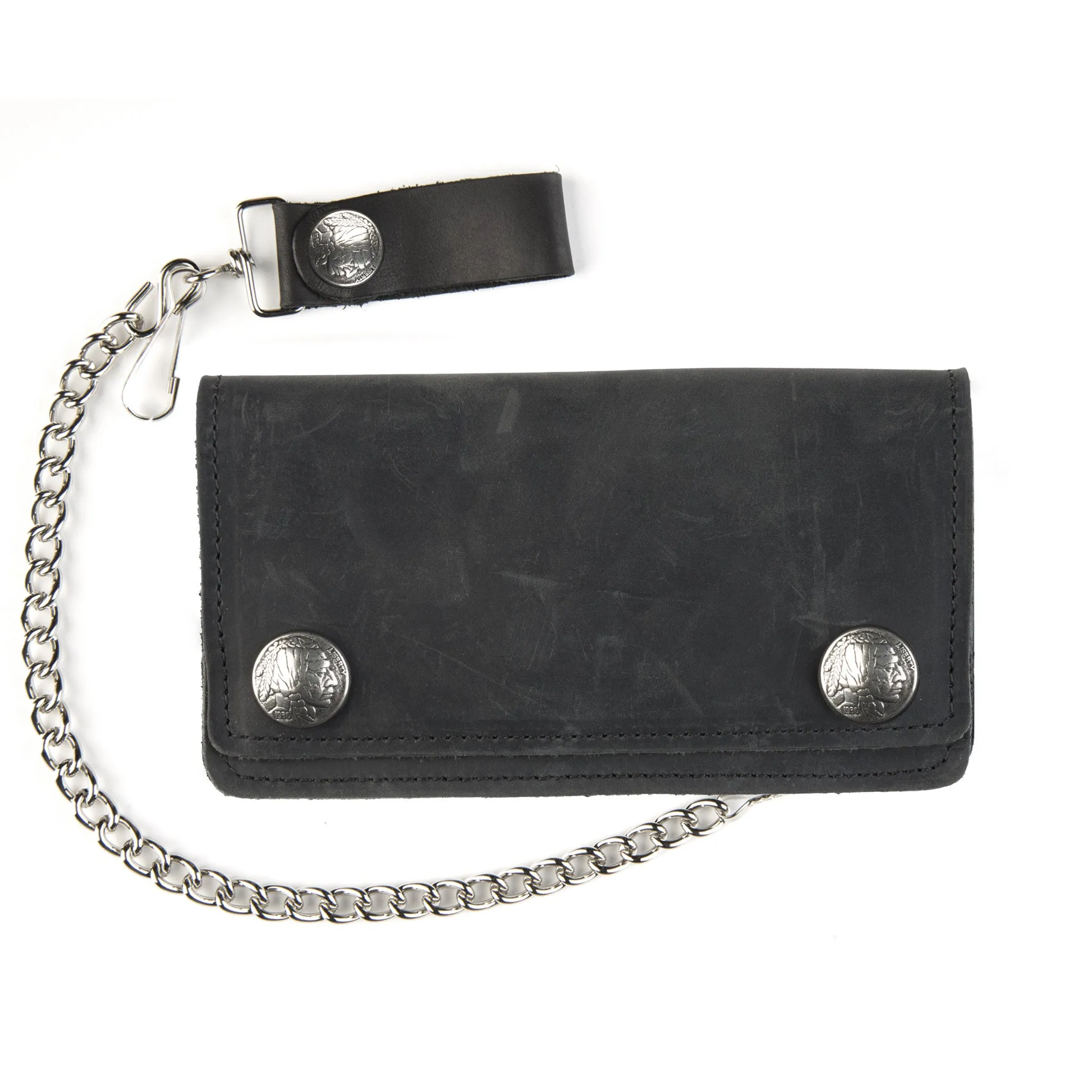 IN410  6" Biker Wallet- w/ Indian Head Nickel Snaps