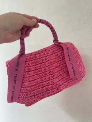 It Comes in Waves Handbag - Pink Melange Straw