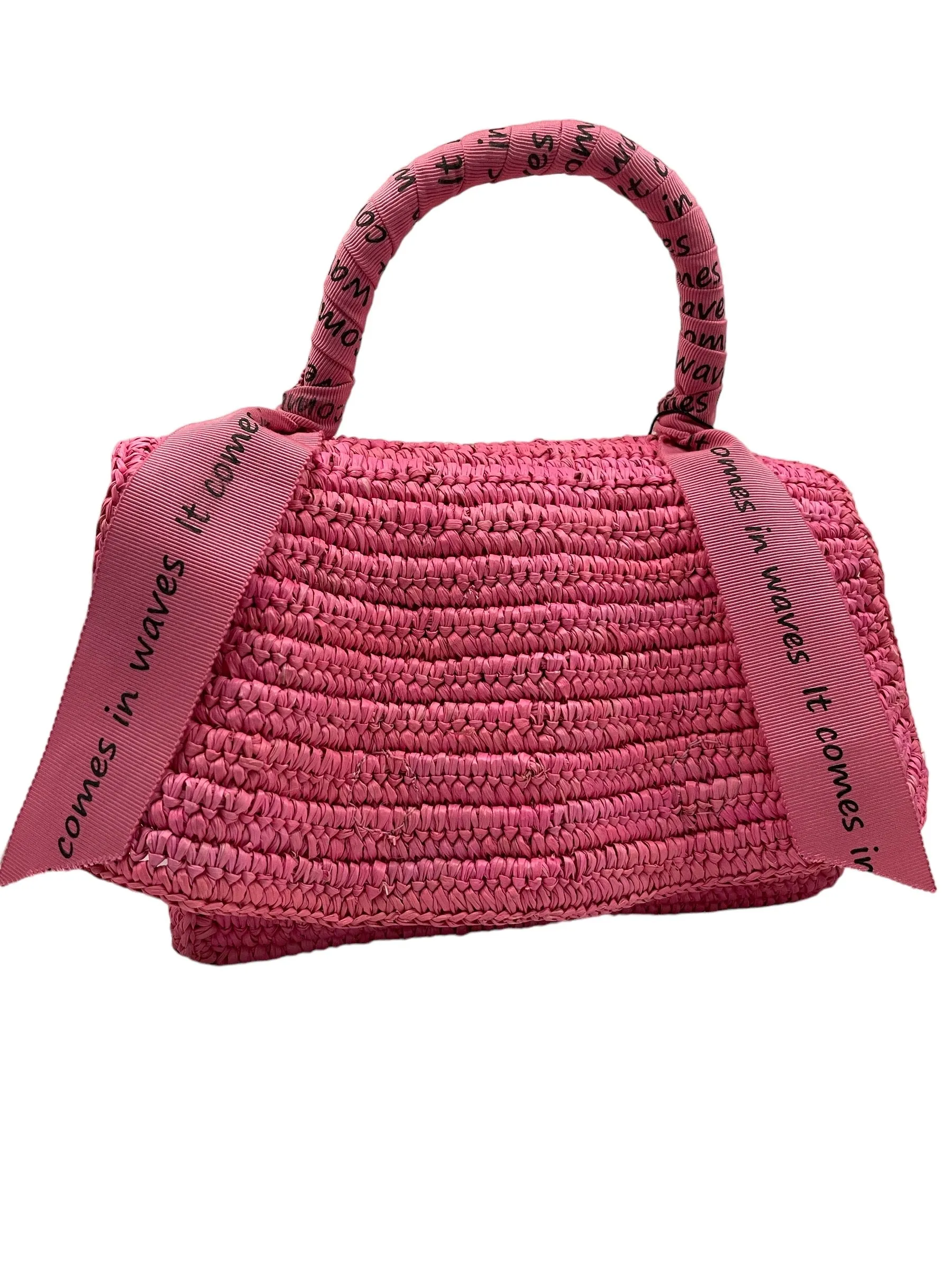 It Comes in Waves Handbag - Pink Melange Straw