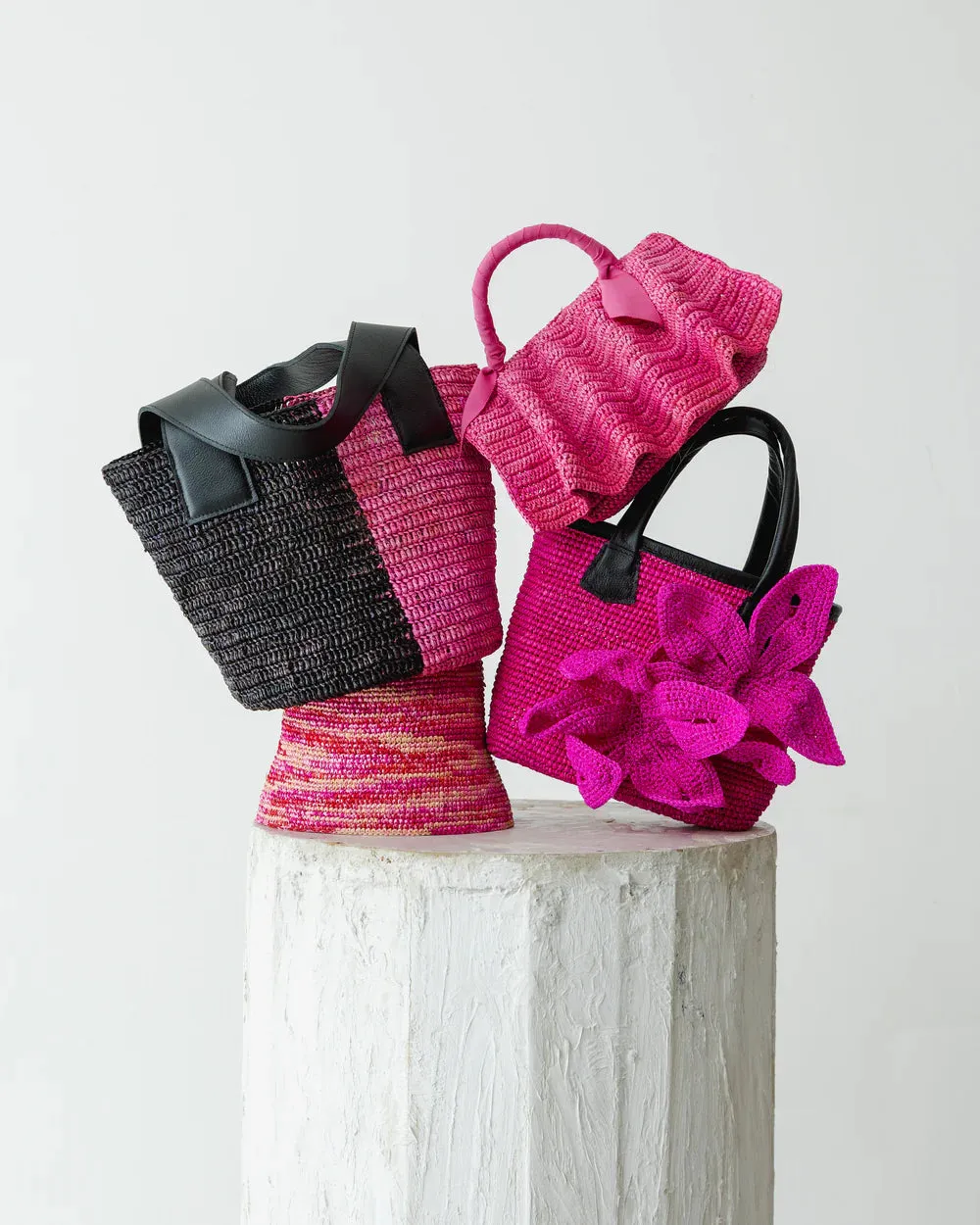 It Comes in Waves Handbag - Pink Melange Straw