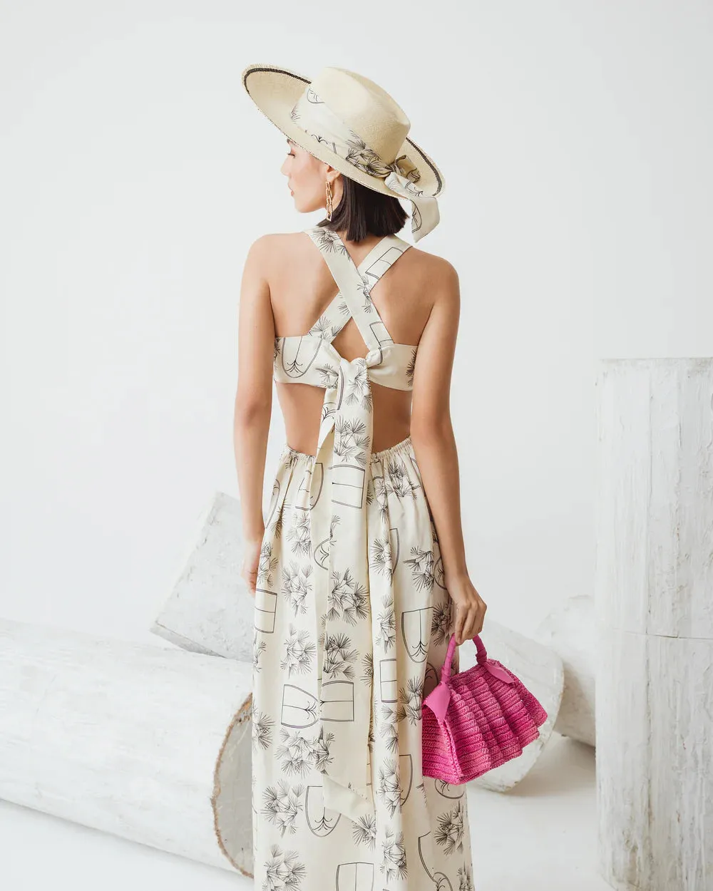 It Comes in Waves Handbag - Pink Melange Straw