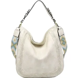 Jen & Co. Aris Whipstitch Hobo Off White Synthetic