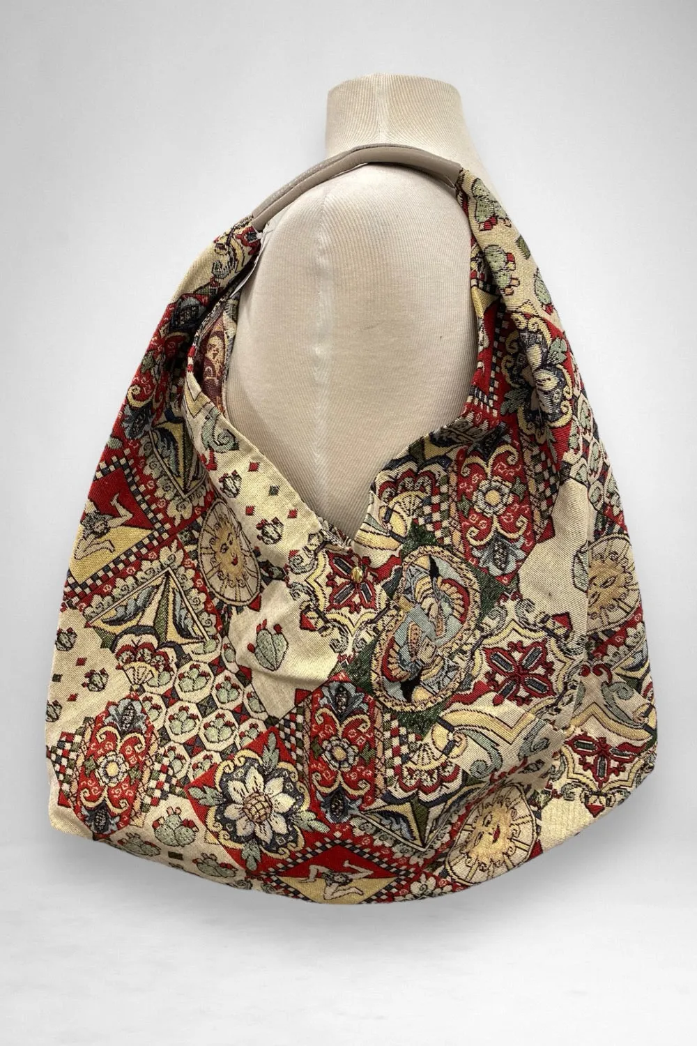 Jijou Capri Giselle Printed Cotton Canvas Oversized Hobo Bag JC-0810
