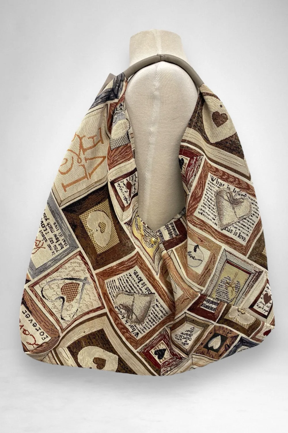 Jijou Capri Giselle Printed Cotton Canvas Oversized Hobo Bag JC-0810
