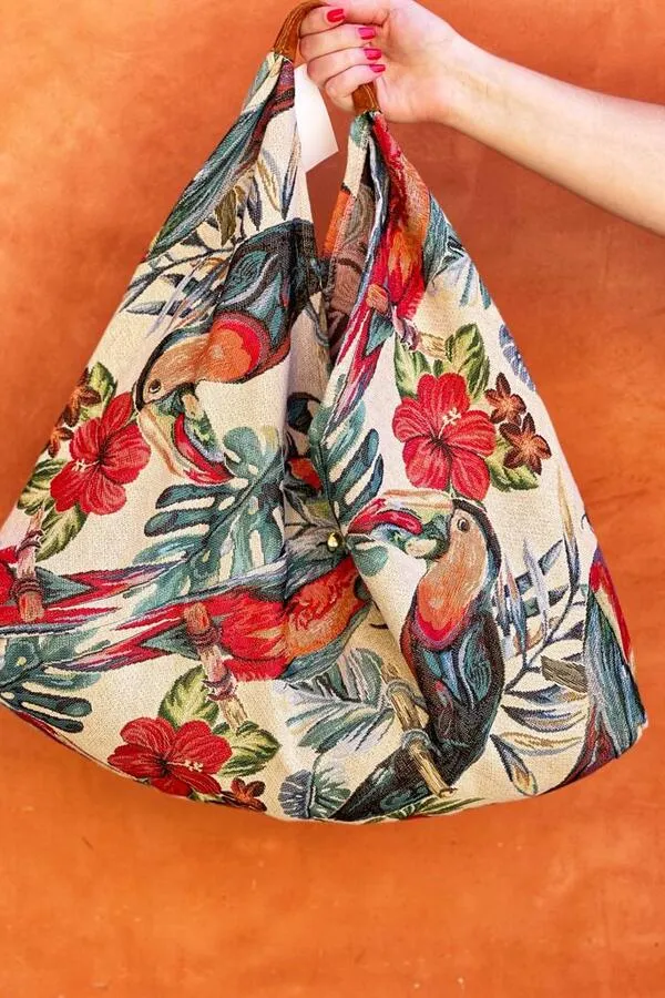 Jijou Capri Giselle Printed Cotton Canvas Oversized Hobo Bag JC-0810