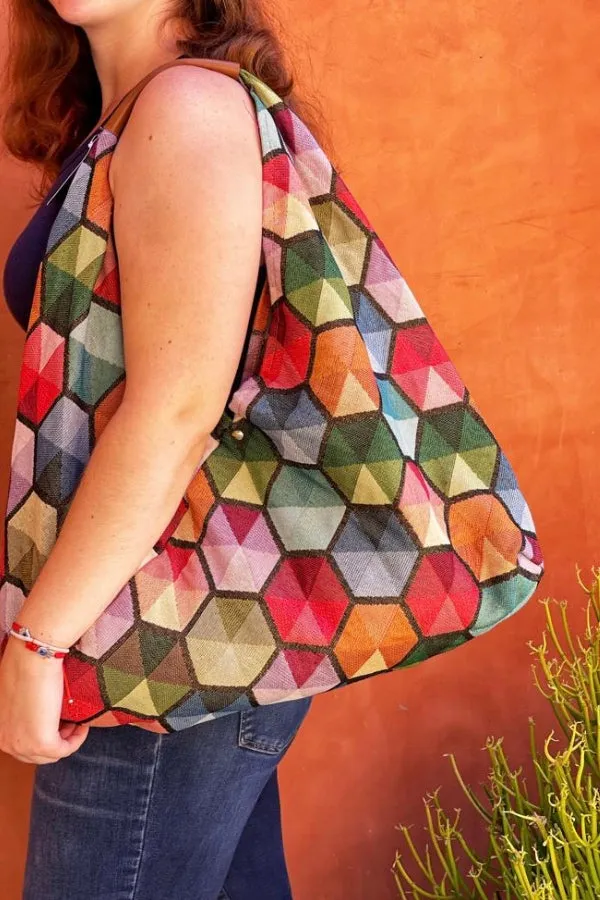 Jijou Capri Giselle Printed Cotton Canvas Oversized Hobo Bag JC-0810