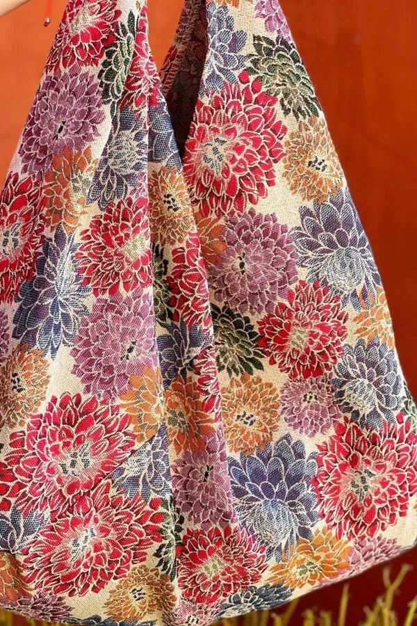 Jijou Capri Giselle Printed Cotton Canvas Oversized Hobo Bag JC-0810
