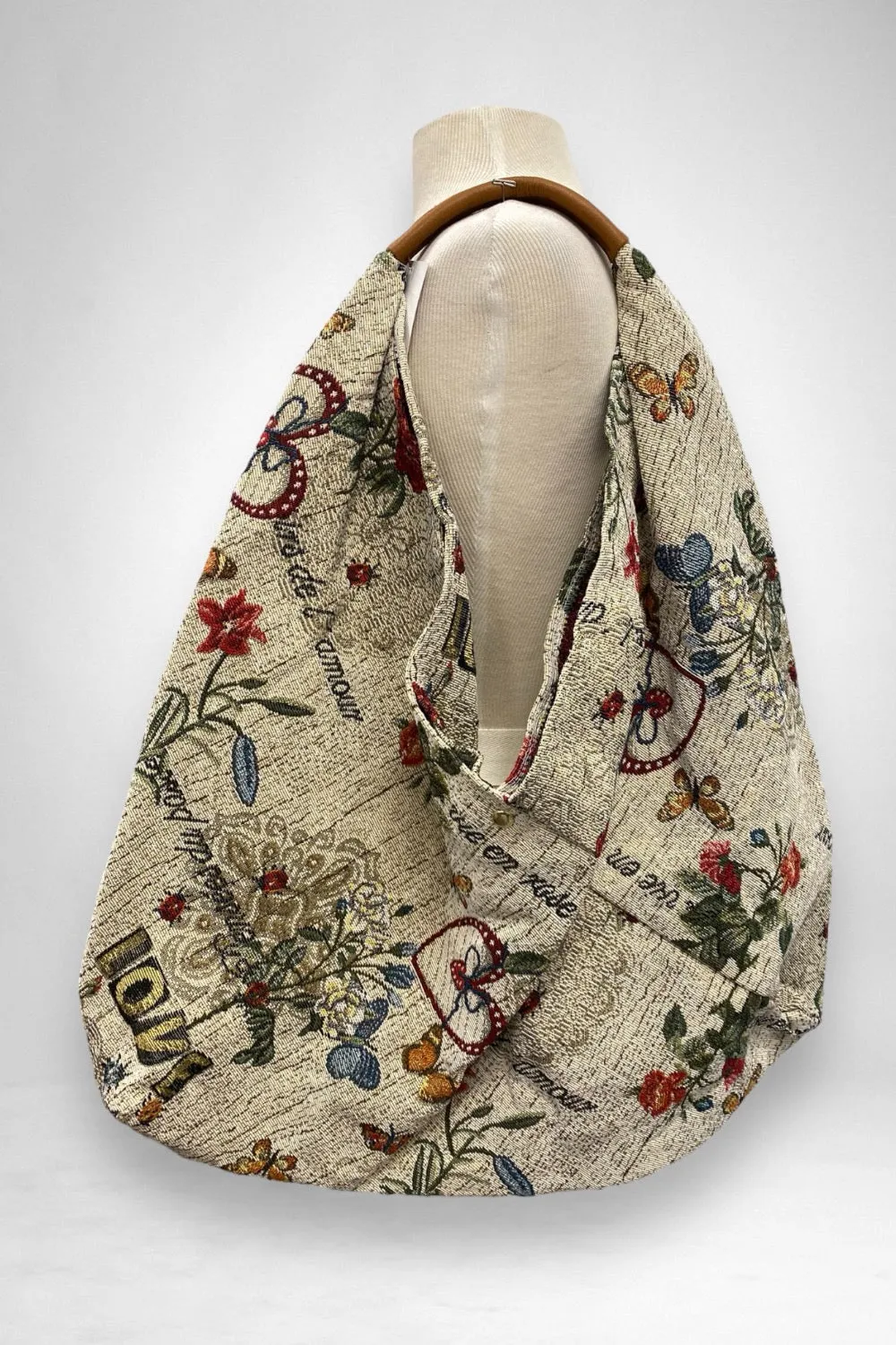 Jijou Capri Giselle Printed Cotton Canvas Oversized Hobo Bag JC-0810