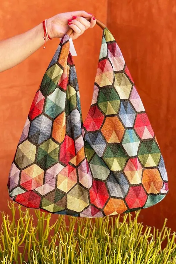 Jijou Capri Giselle Printed Cotton Canvas Oversized Hobo Bag JC-0810