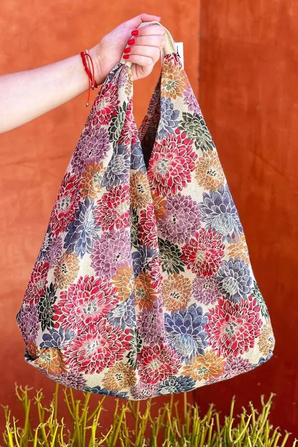 Jijou Capri Giselle Printed Cotton Canvas Oversized Hobo Bag JC-0810
