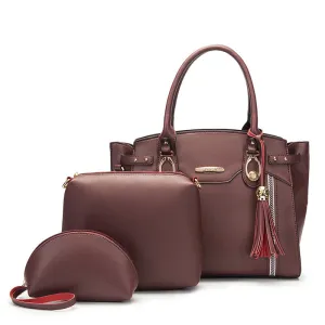 Large-capacity Ribbon Nylon Handbags Solid Color Mother-in-law Three-piece