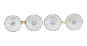Larter & Sons Art Deco Mother of Pearl Diamond 14 Karat Gold Men's Cufflinks
