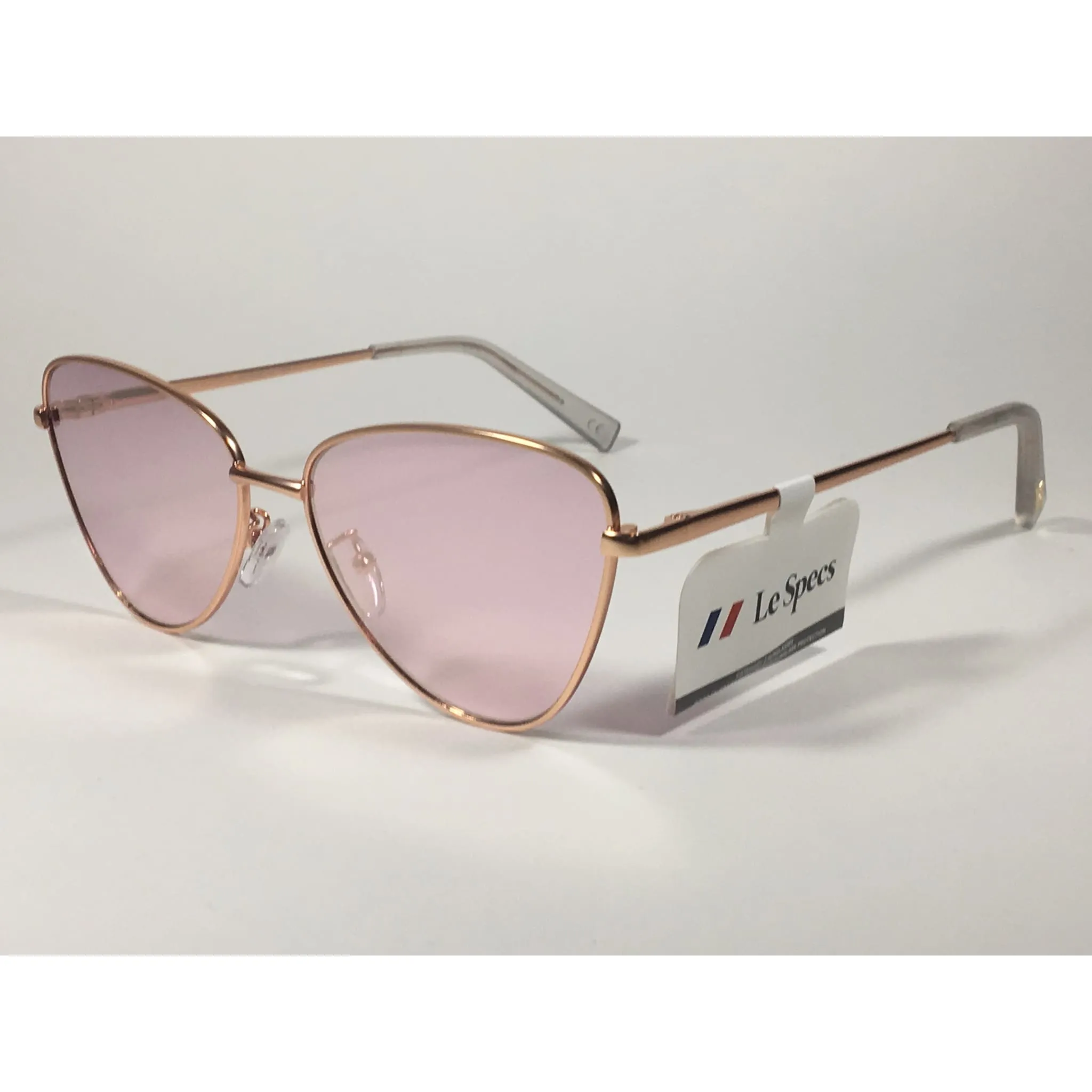 Le Specs Echo Butterfly Cat Sunglasses Matte Rose Gold Frame Pink Mirror Lens LSP1802171