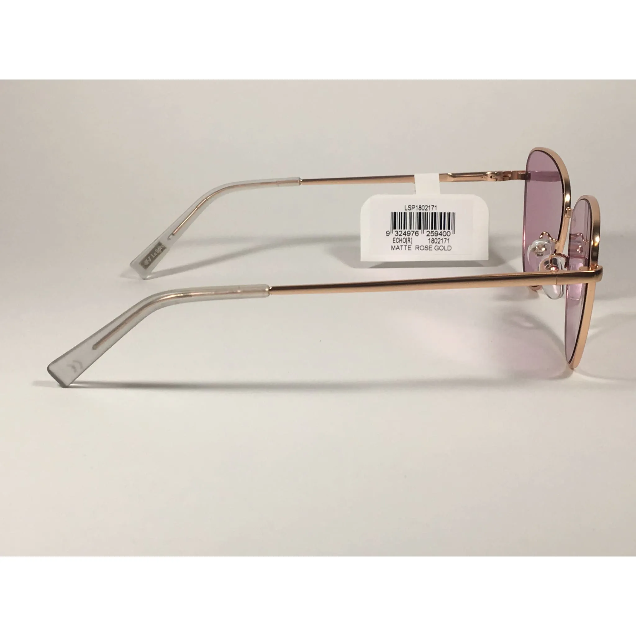 Le Specs Echo Butterfly Cat Sunglasses Matte Rose Gold Frame Pink Mirror Lens LSP1802171