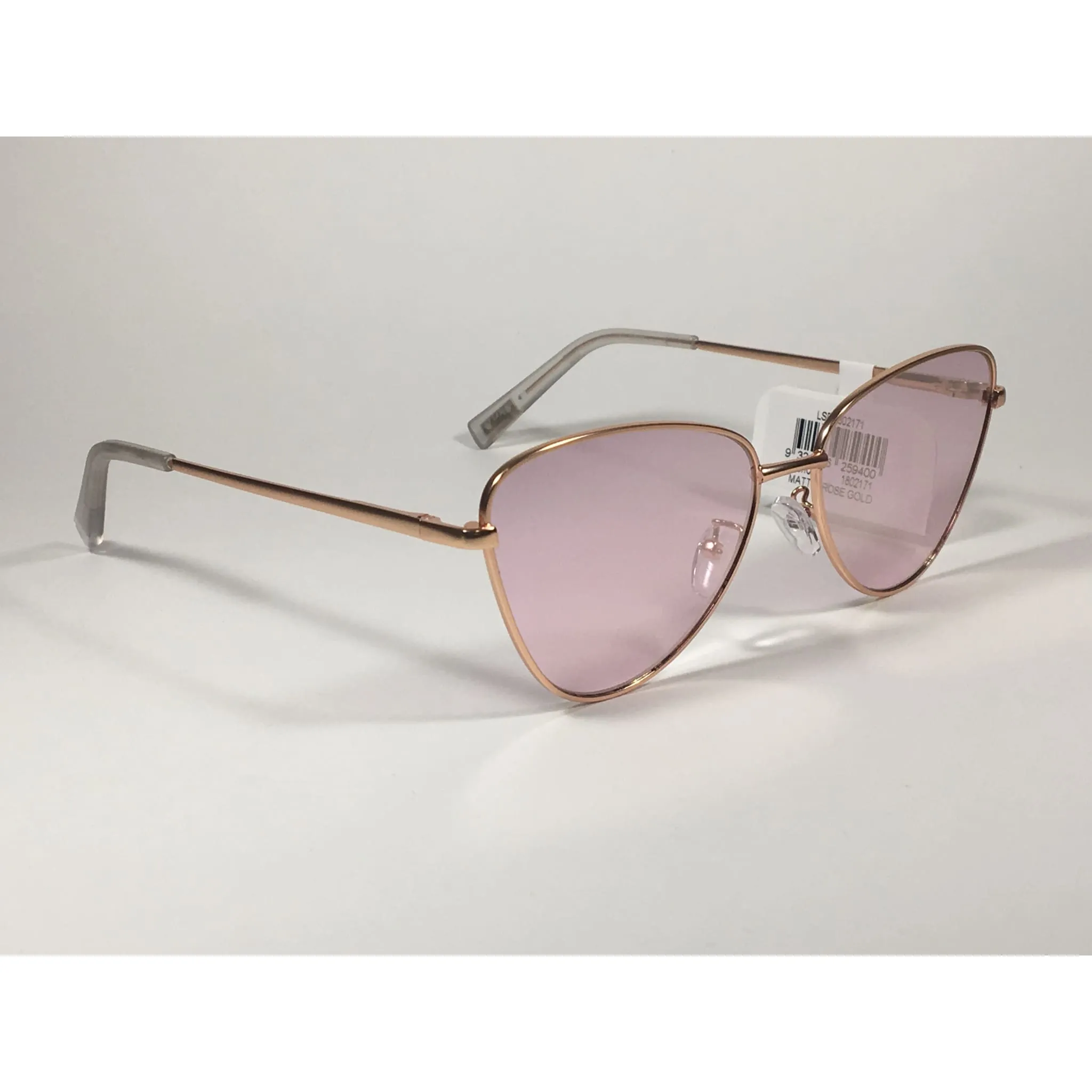 Le Specs Echo Butterfly Cat Sunglasses Matte Rose Gold Frame Pink Mirror Lens LSP1802171